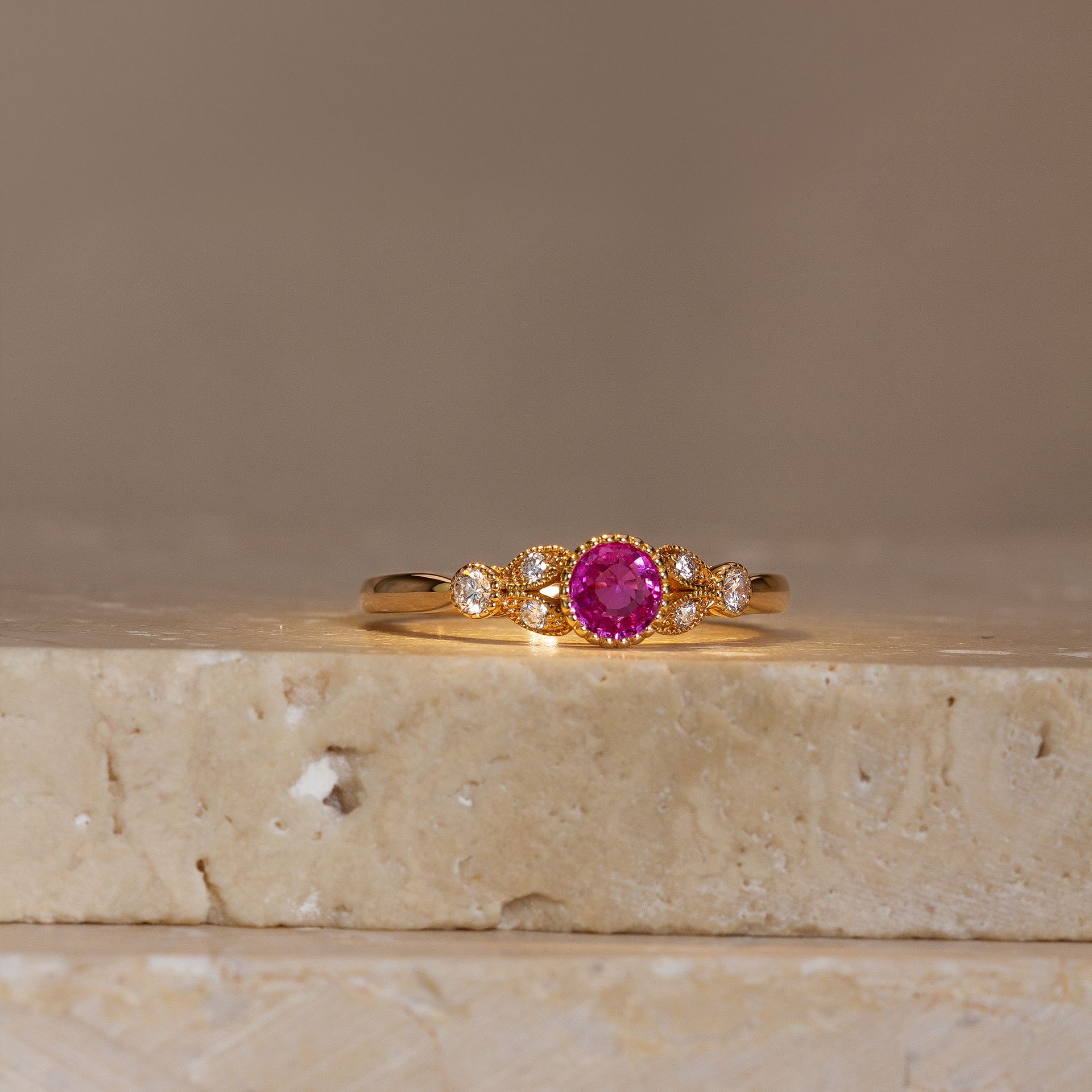 Solitaire Salomé Millegrain Saphir Rose Pivoine