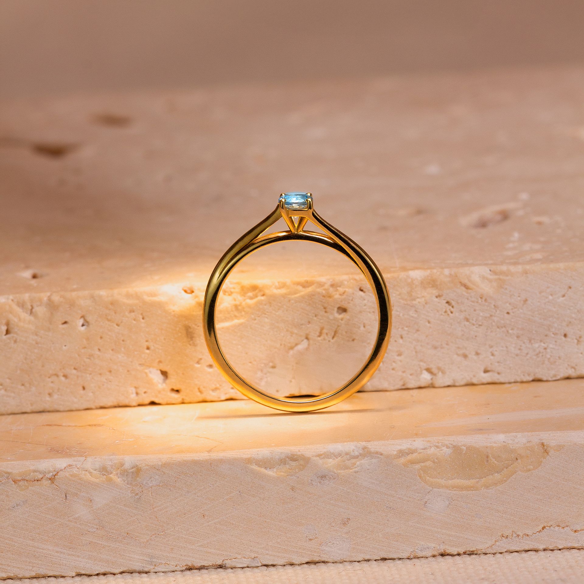 Solitaire Osaka Aigue-Marine 3.5 mm