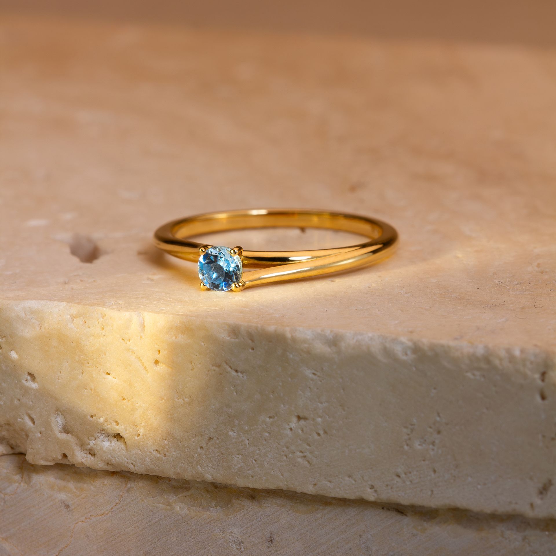 Solitaire Osaka Aigue-Marine 3.5 mm