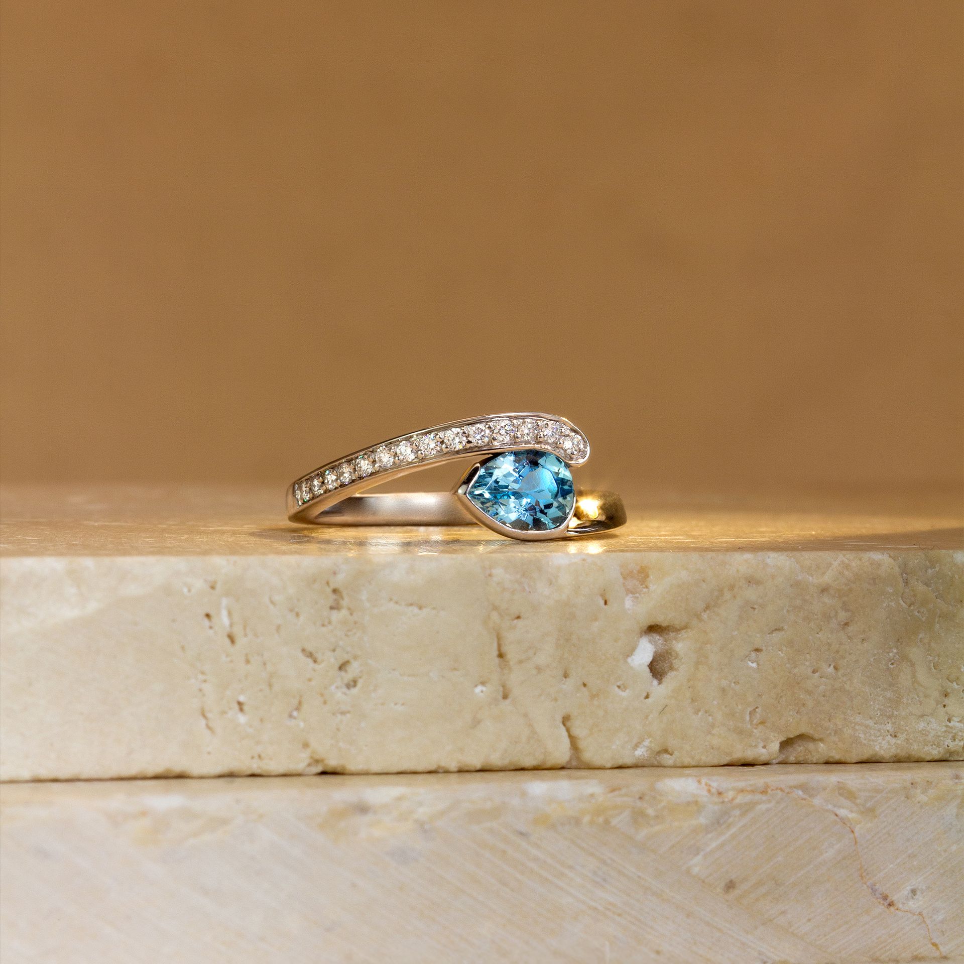 Solitaire Pavé Starlight Aigue-marine