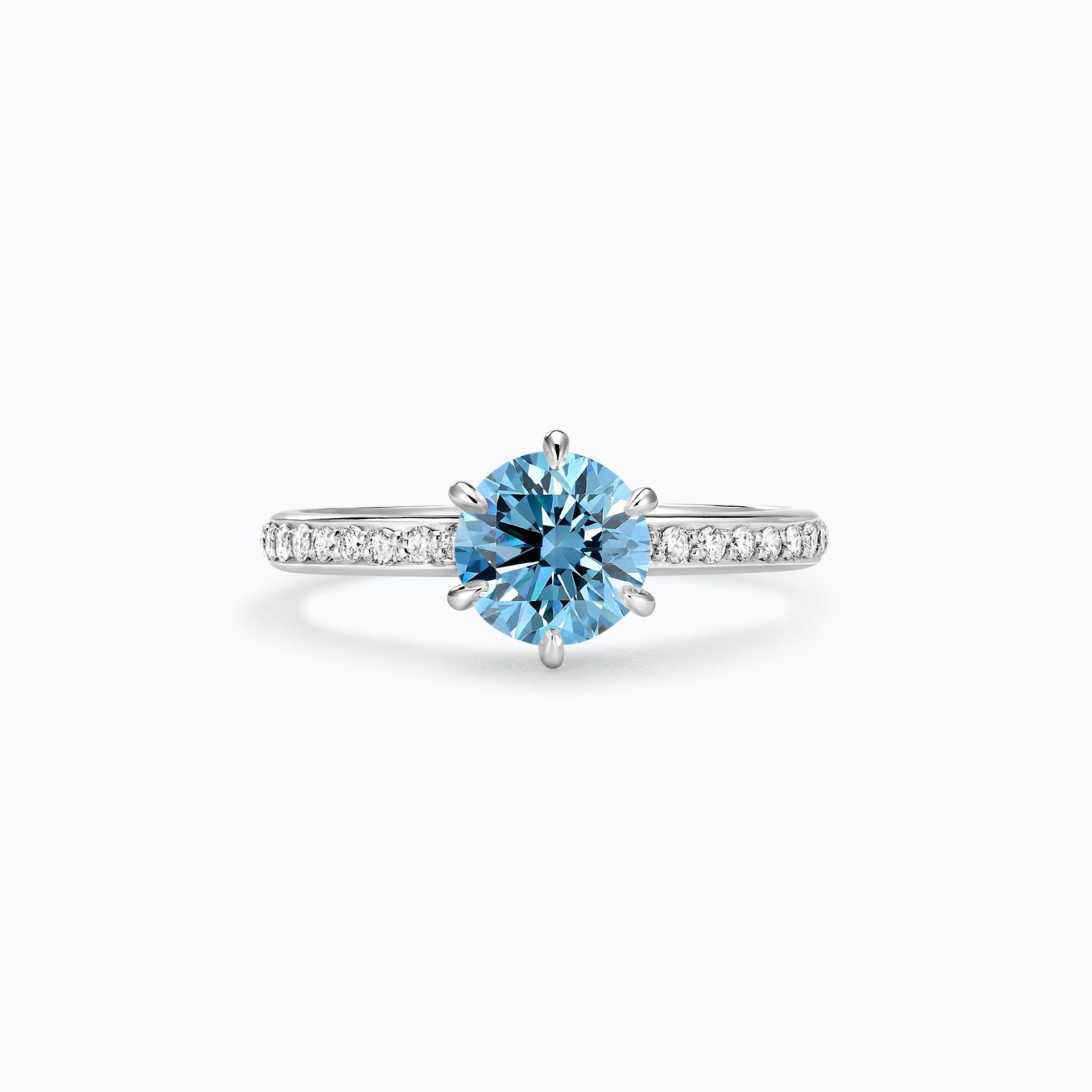 Solitaire Pavé Tulipe Diamant de Synthèse Bleu