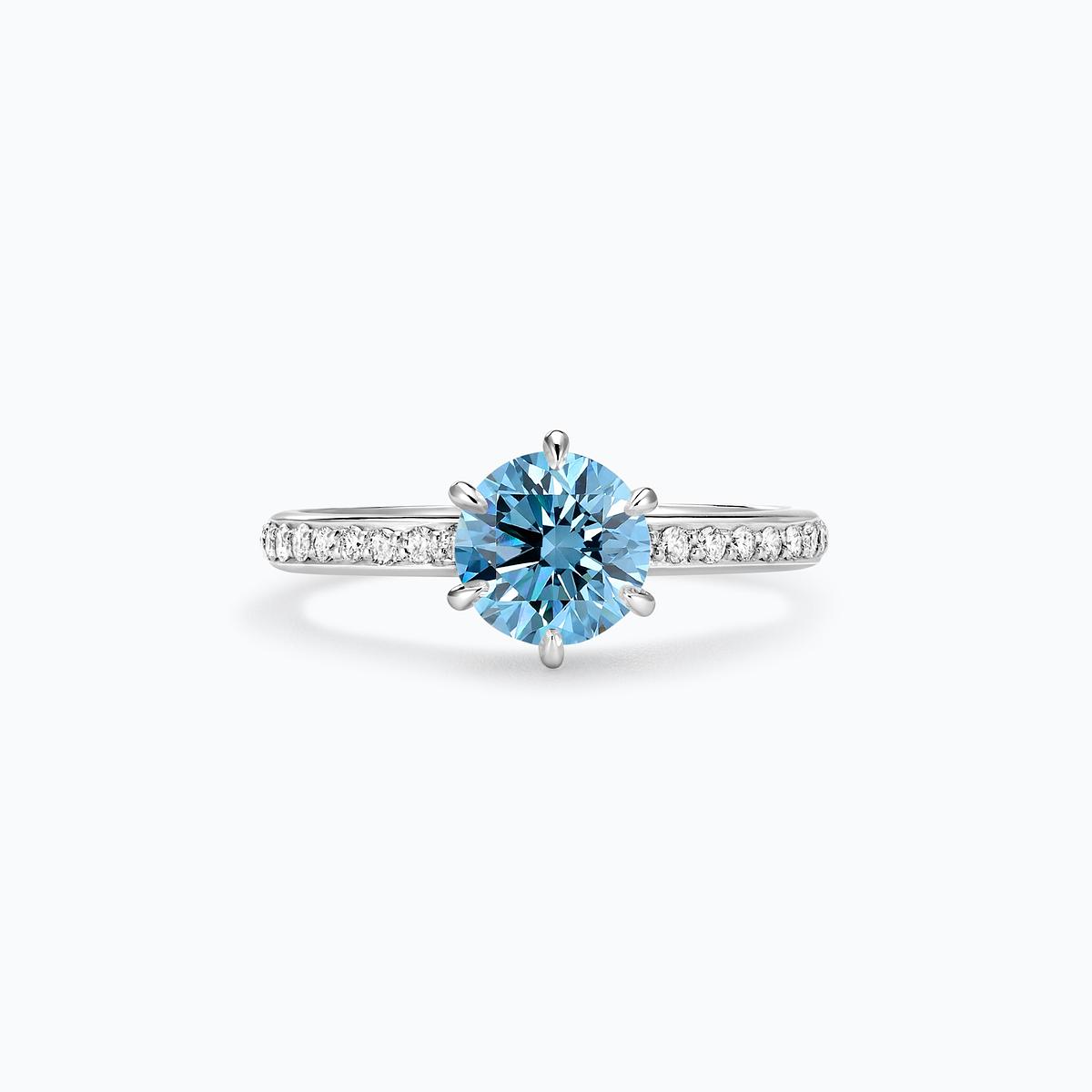 Solitaire Pavé Tulipe Diamant de Synthèse Bleu