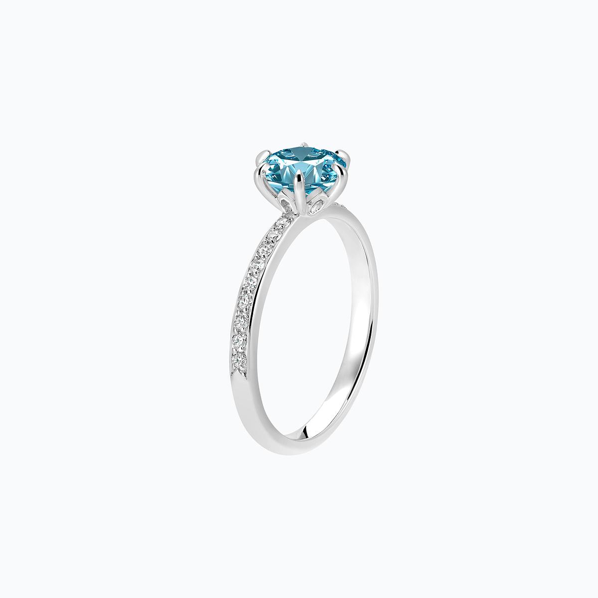 Solitaire Pavé Tulipe Diamant de Synthèse Bleu