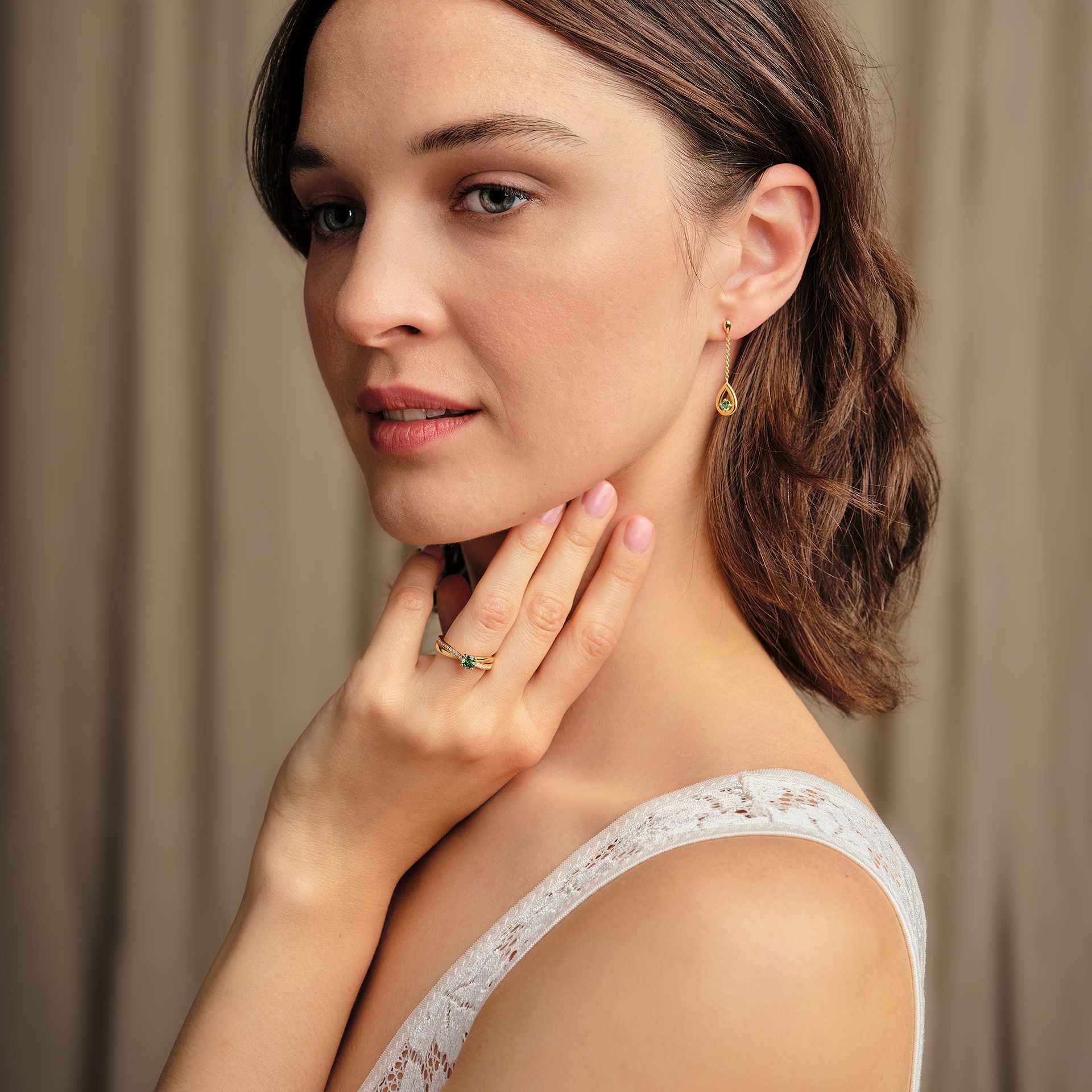 Solitaire Pavé Kokoro Saphir Vert 4.5 mm