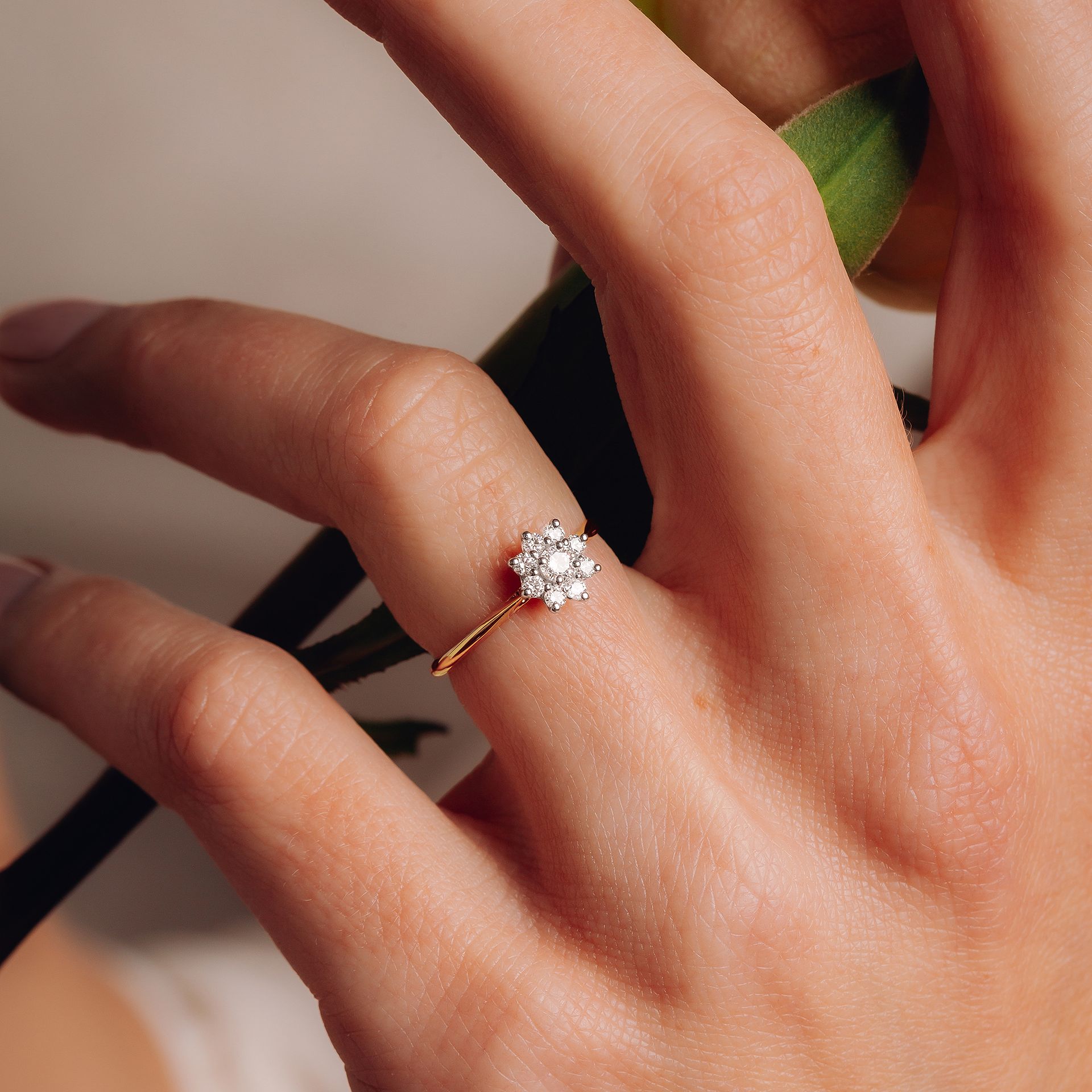 Solitaire Marguerite Étoilée Diamant de Synthèse 0.10 carat