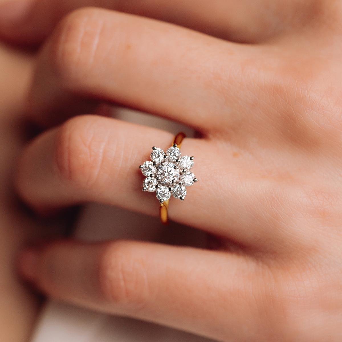 Solitaire Marguerite Étoilée Éclat Diamant de Synthèse