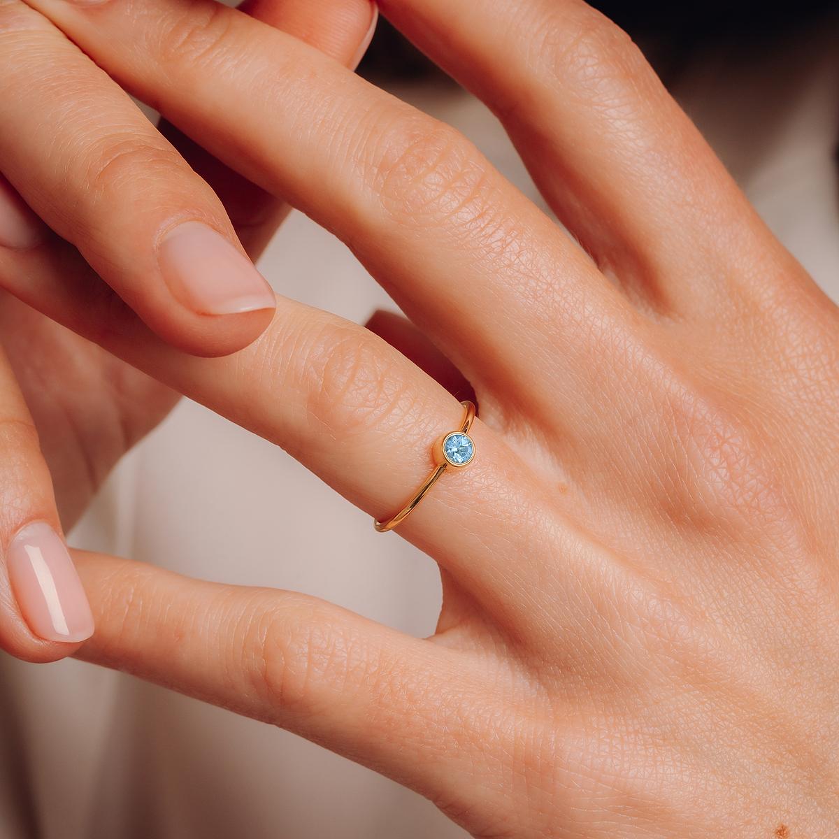 Solitaire Harmony Aigue-Marine 3.5 mm