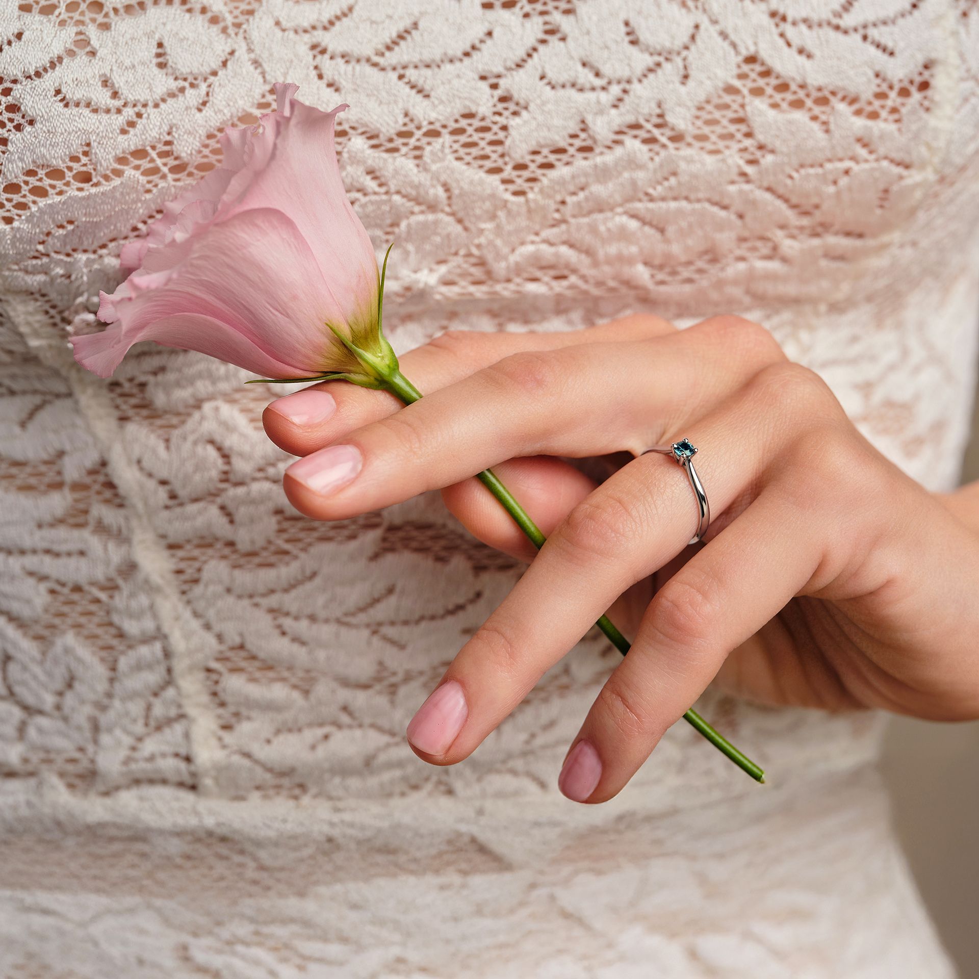 Solitaire Luna Saphir Teal 3.5 mm