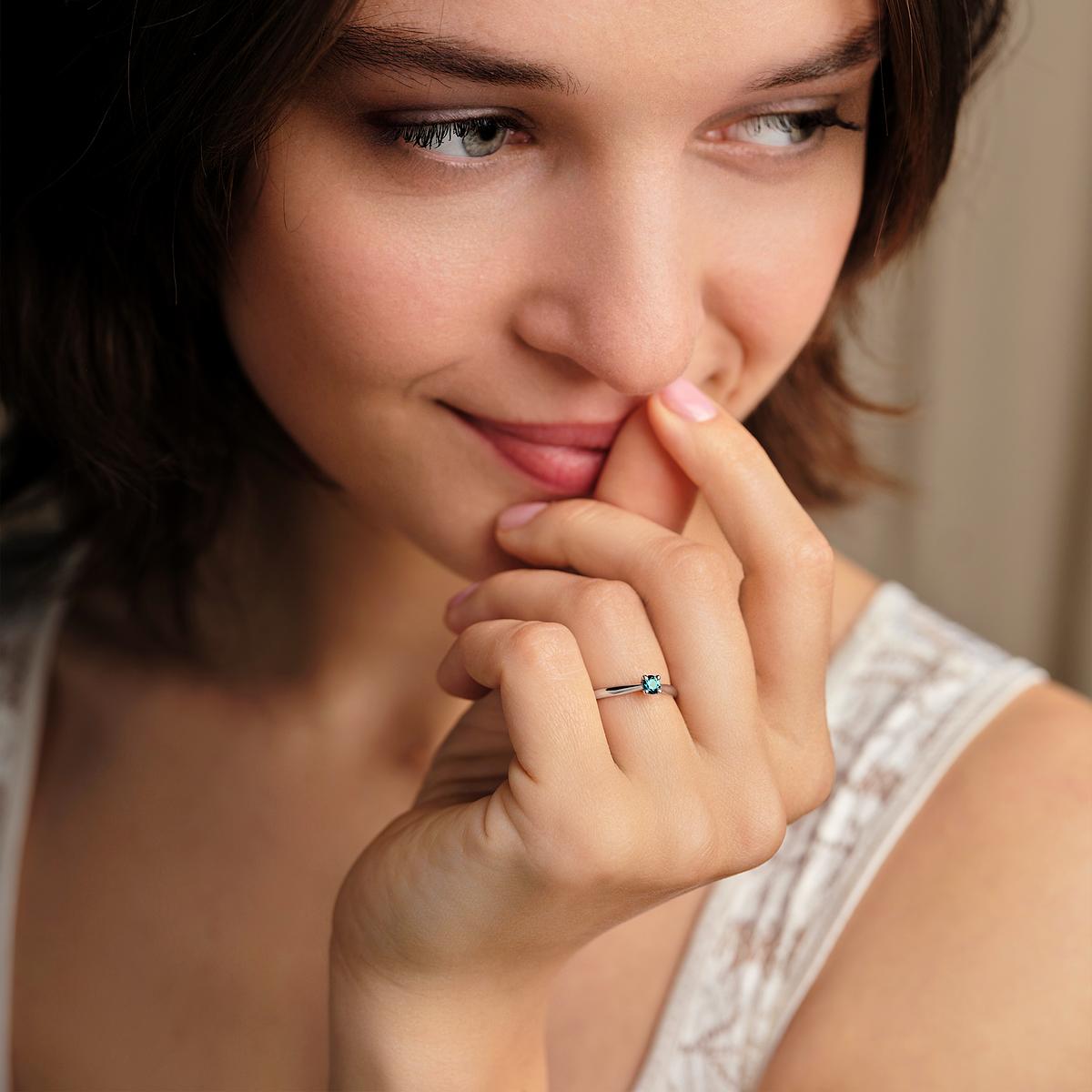 Solitaire Luna Saphir Teal 3.5 mm