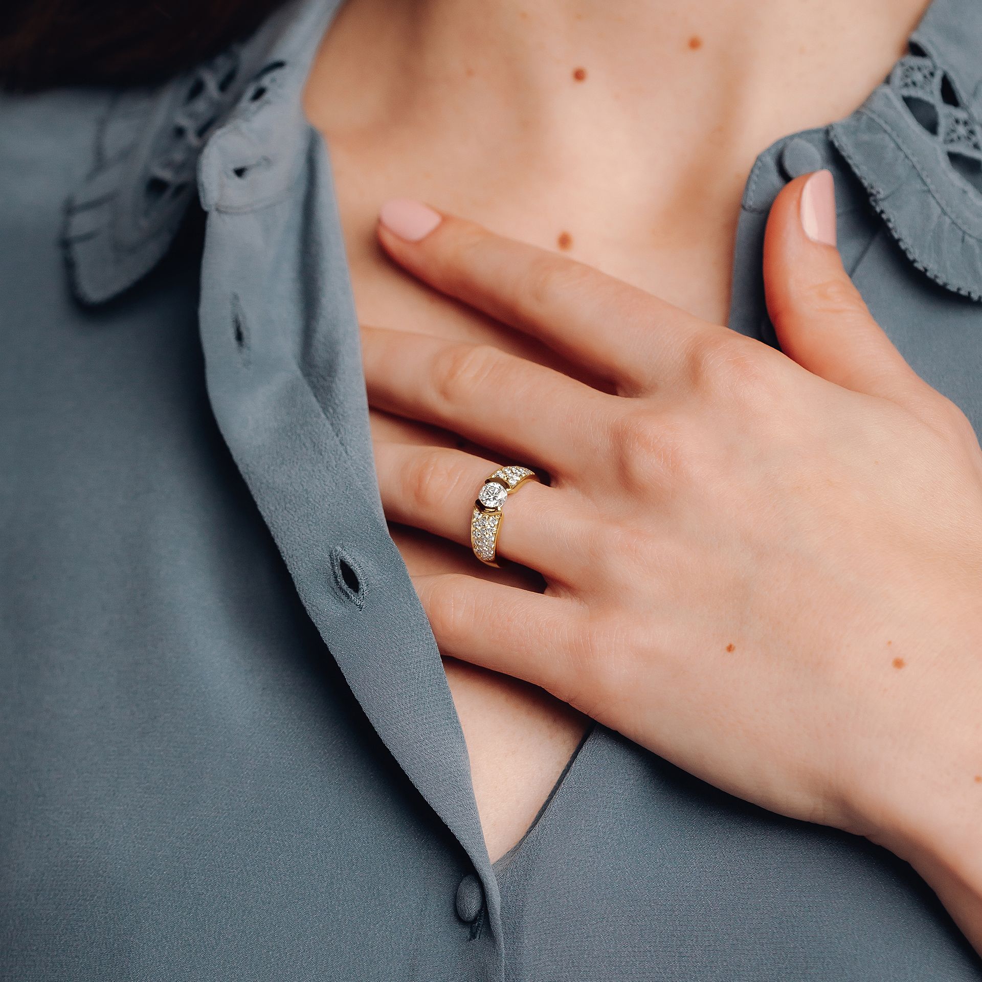 Solitaire Pavé Lovelace Diamant de Synthèse