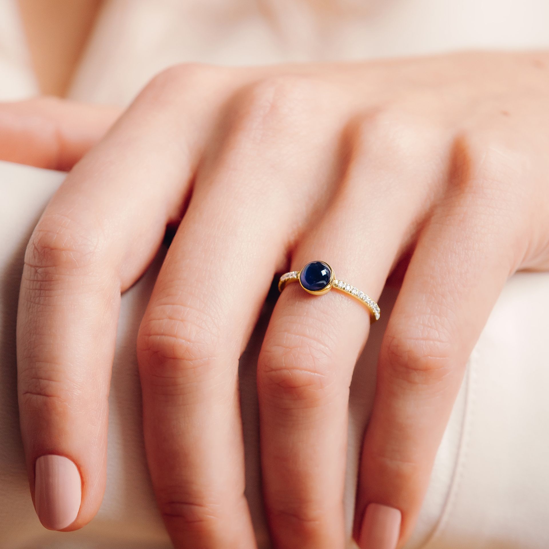 Solitaire Pavé Héra Saphir