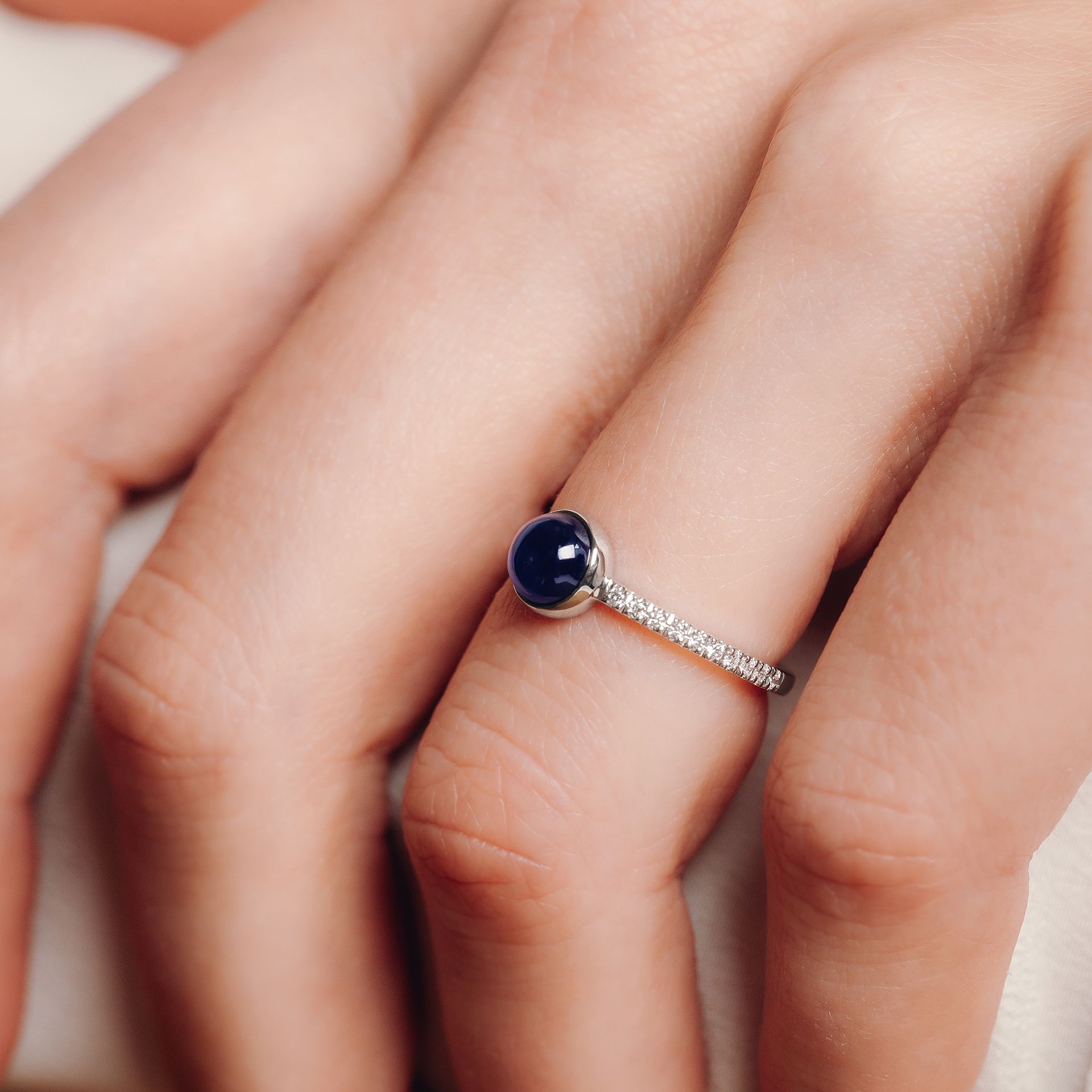 Solitaire Pavé Héra Saphir
