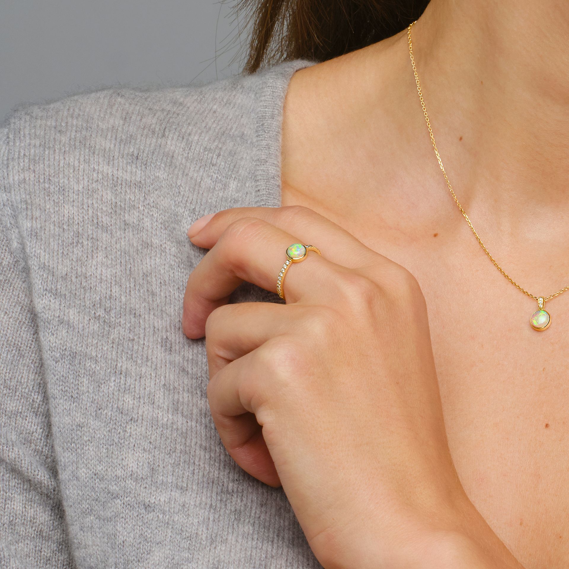 Solitaire Pavé Hera Opale