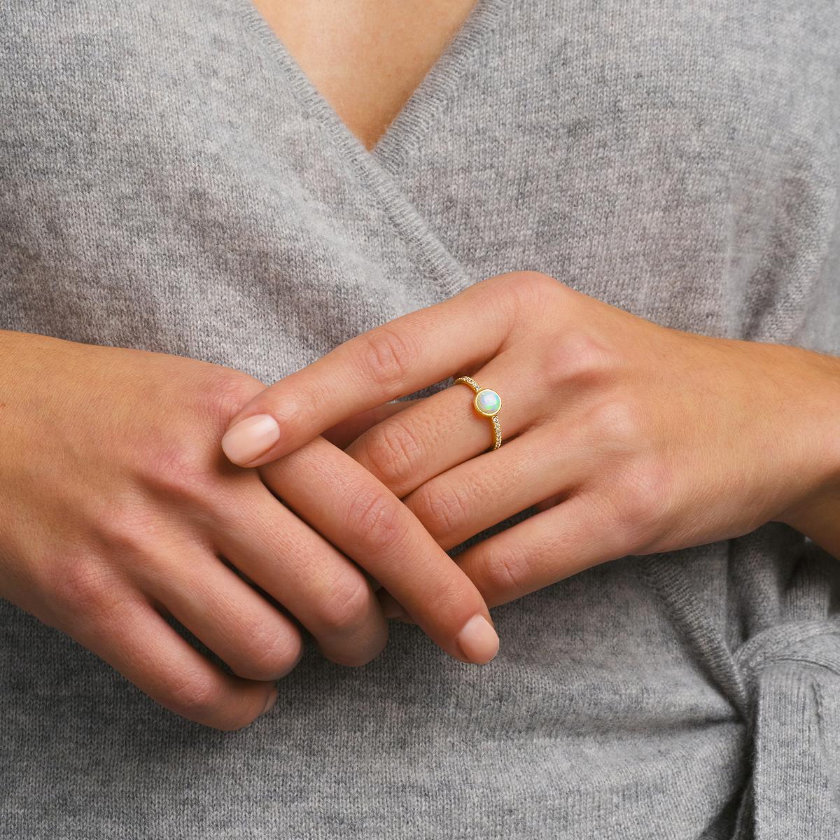 Solitaire Pavé Hera Opale