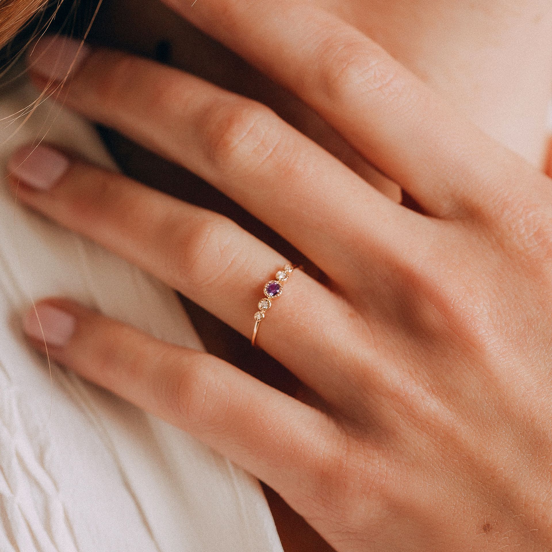 Solitaire Léa Millegrain Saphir Mauve