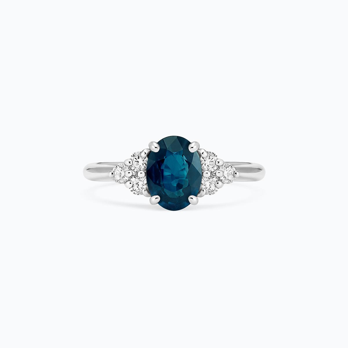 Solitaire Catherine Saphir Teal 8 x 6 mm