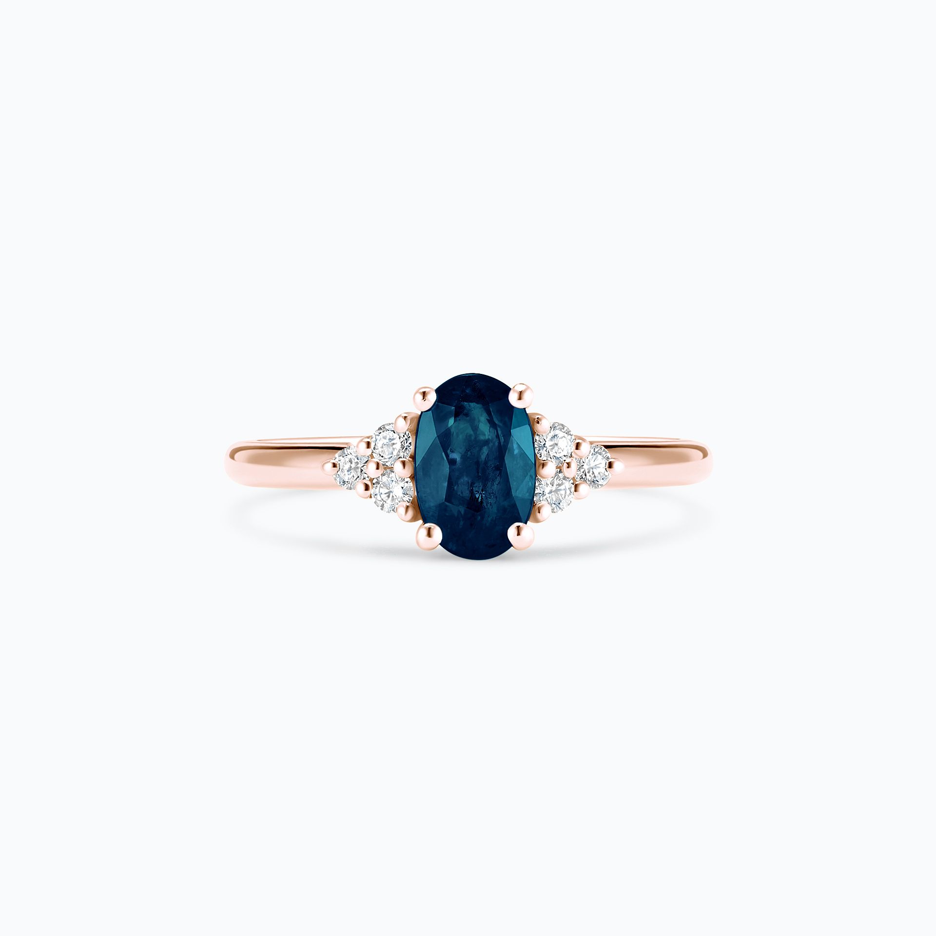 Solitaire Catherine Saphir Teal 7 x 5 mm