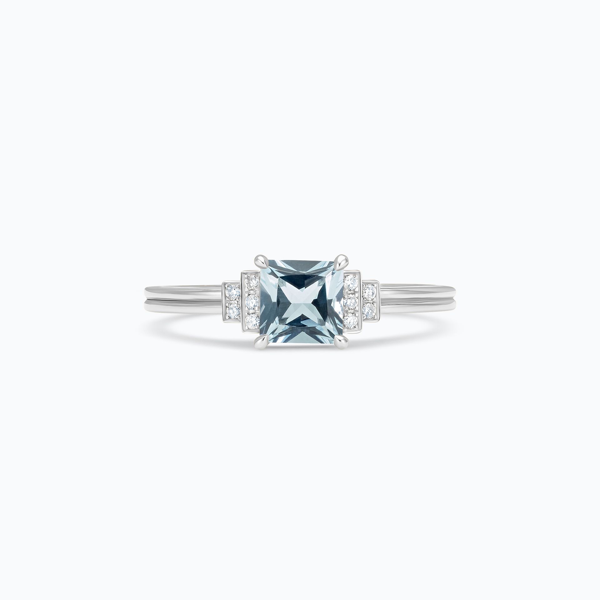 Solitaire Shirley Aigue-Marine 5 x 5 mm