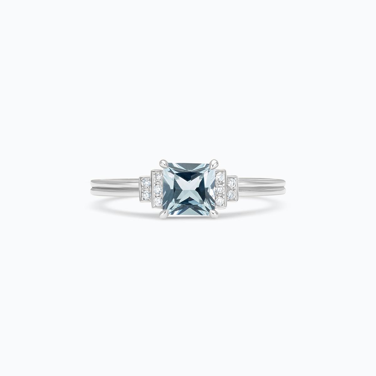 Solitaire Shirley Aigue-Marine 5 x 5 mm