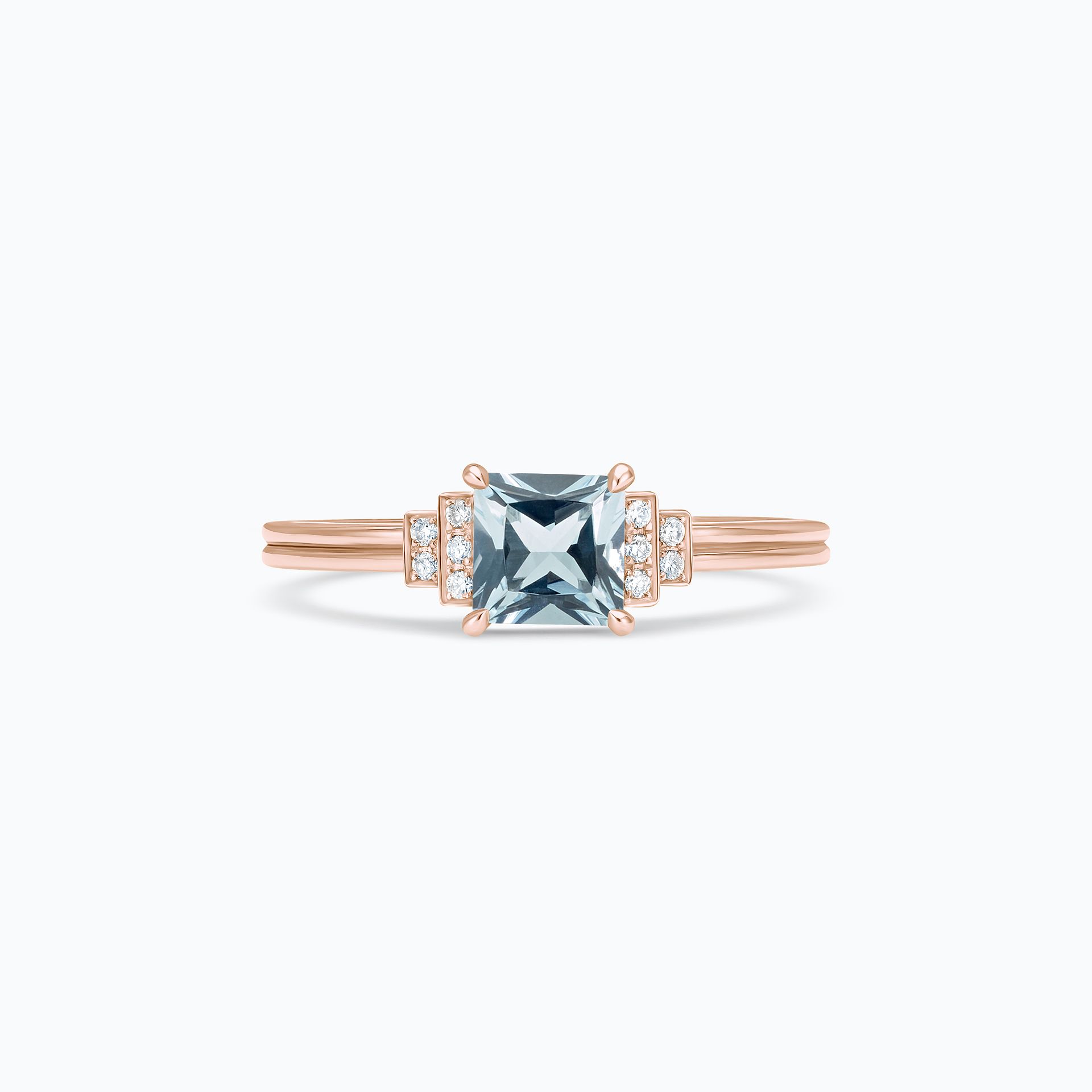 Solitaire Shirley Aigue-Marine 5 x 5 mm