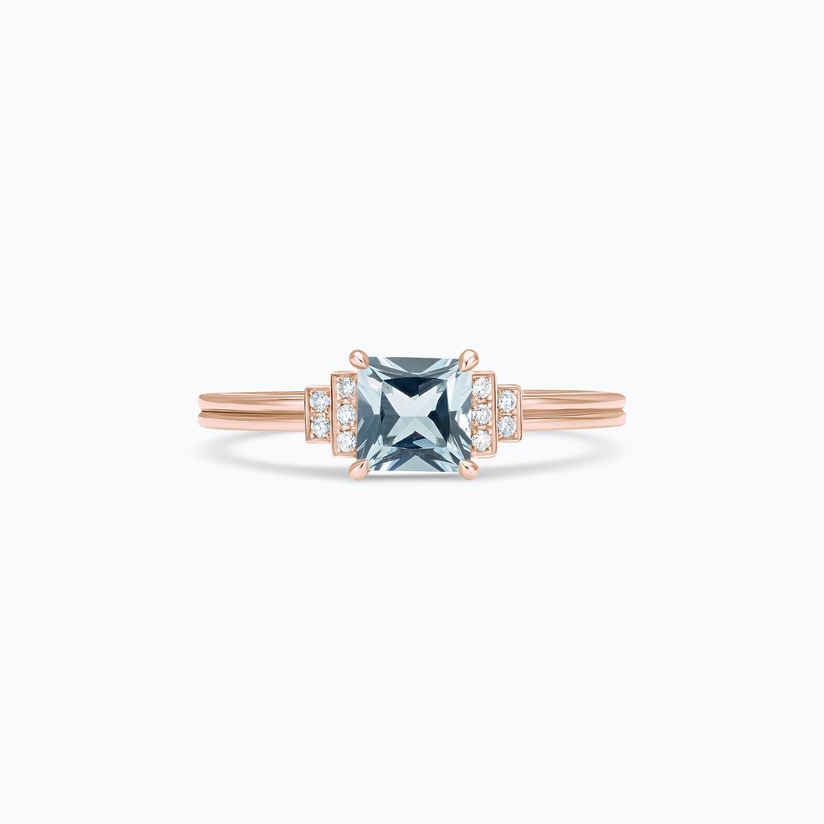Solitaire Shirley Aigue-Marine 5 x 5 mm