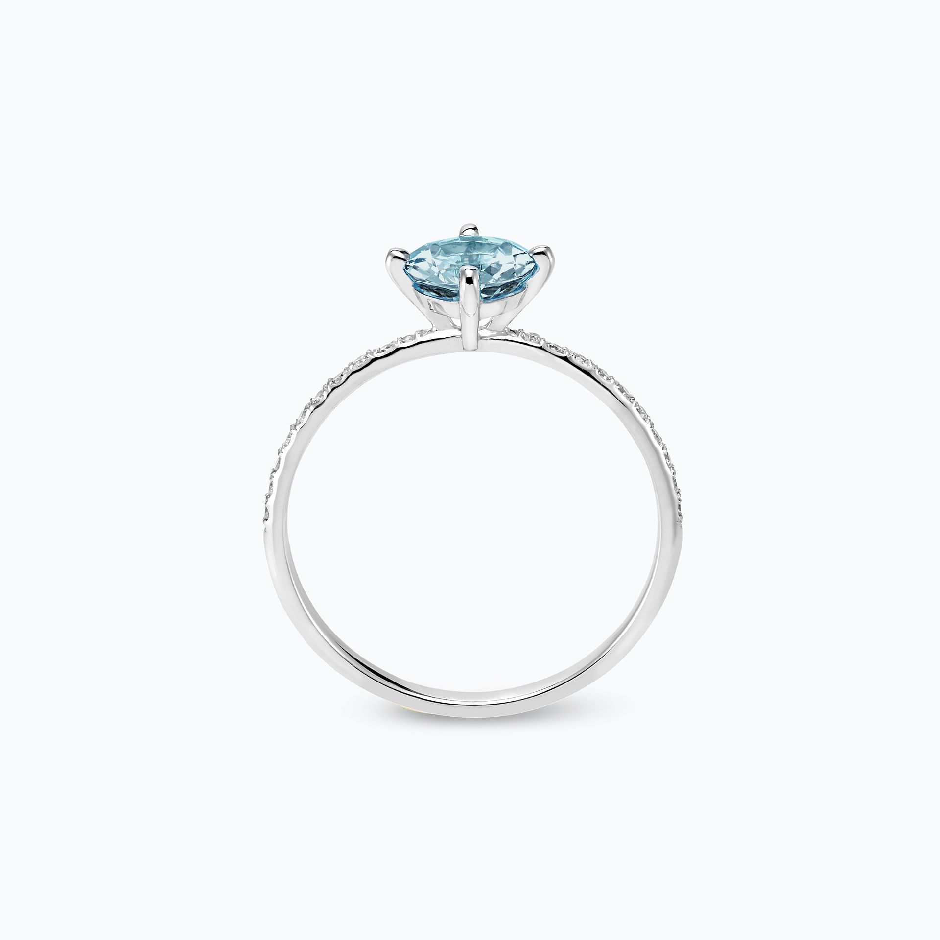 Solitaire Pavé Alva Aigue-marine 6 mm