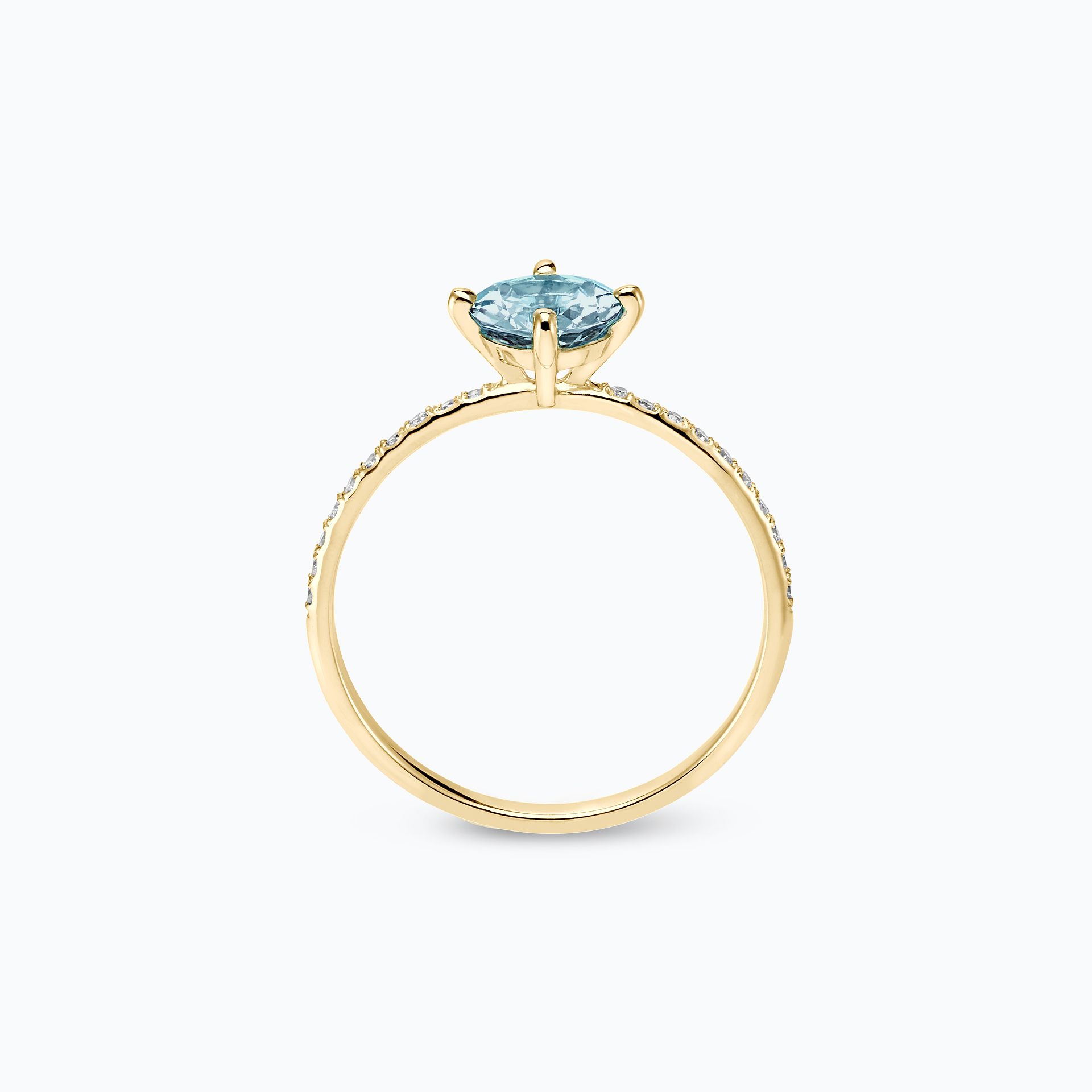 Solitaire Pavé Alva Aigue-marine 6 mm