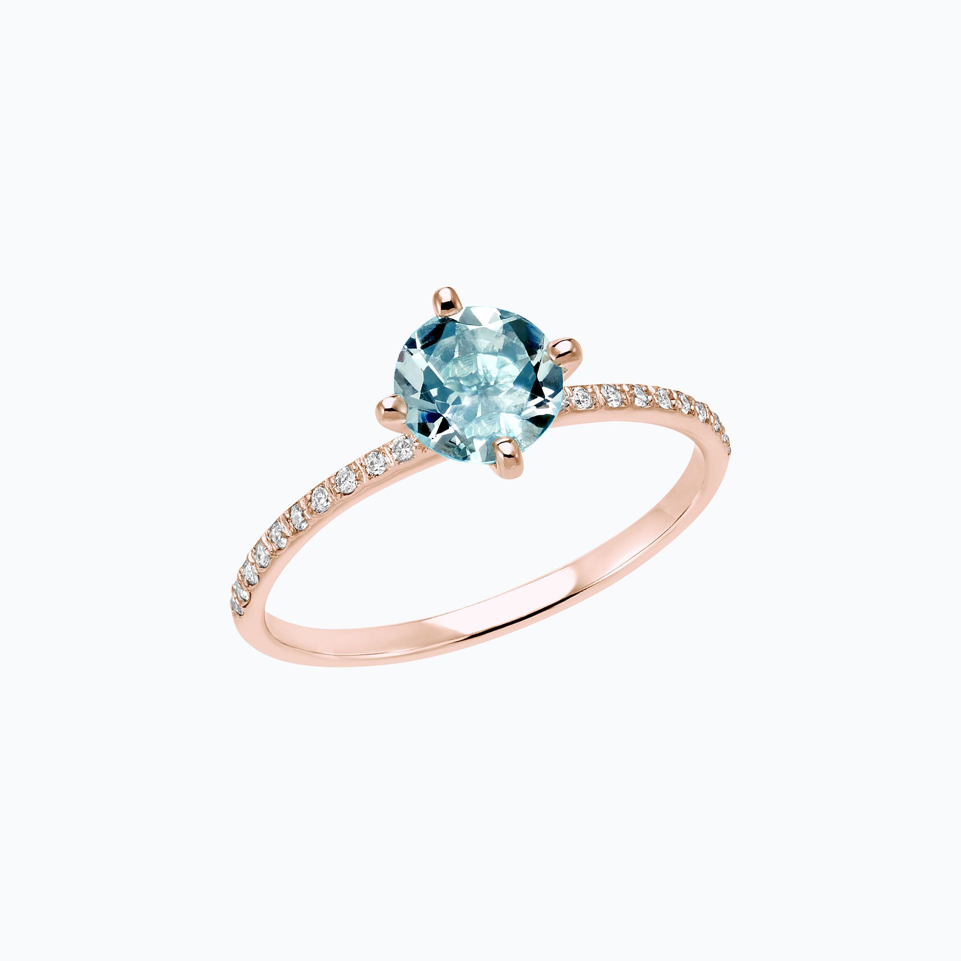Solitaire Pavé Alva Aigue-marine 6 mm