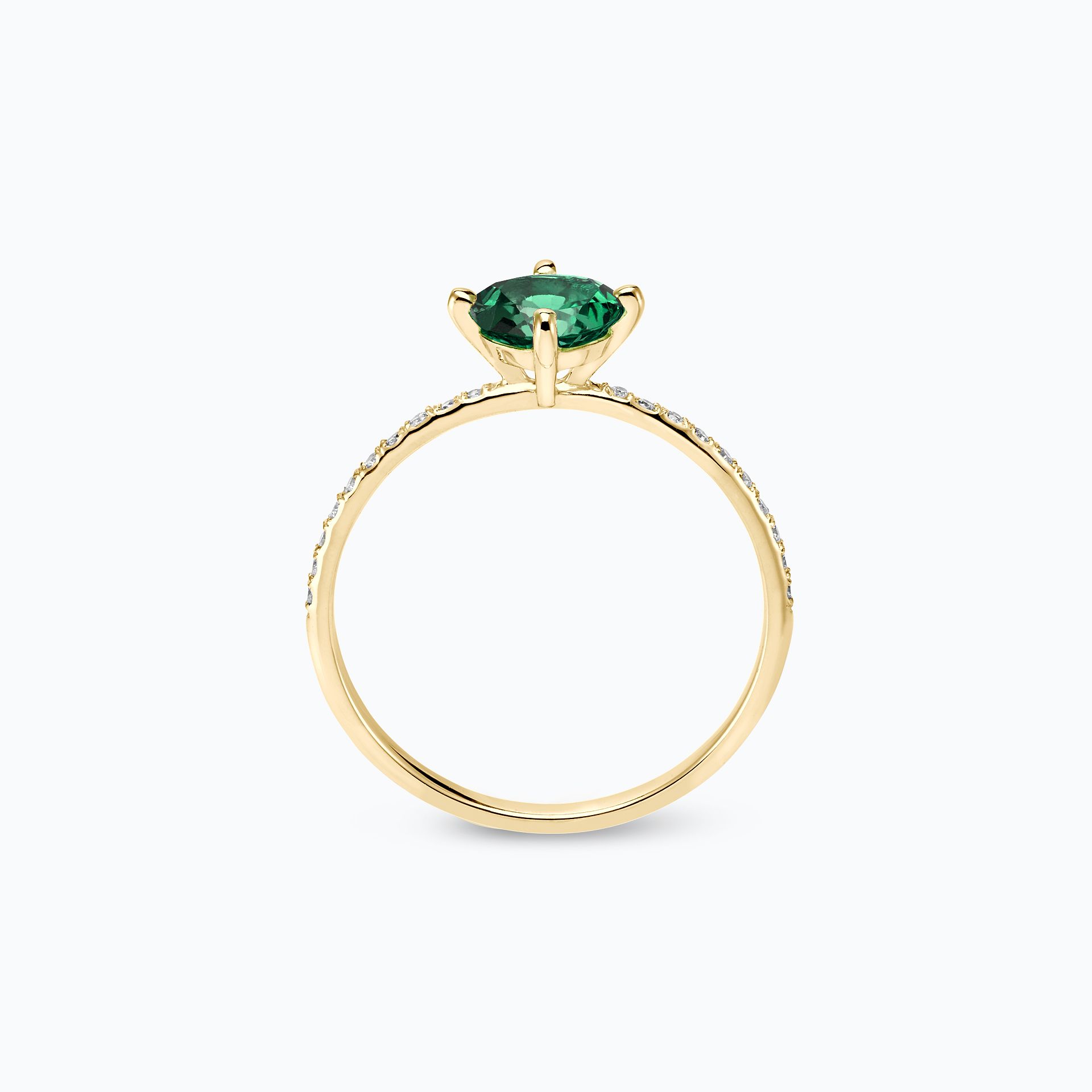 Solitaire Pavé Alva Émeraude 6 mm