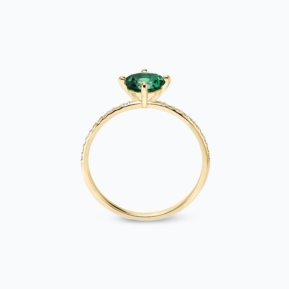 Solitaire Pavé Alva Émeraude 6 mm