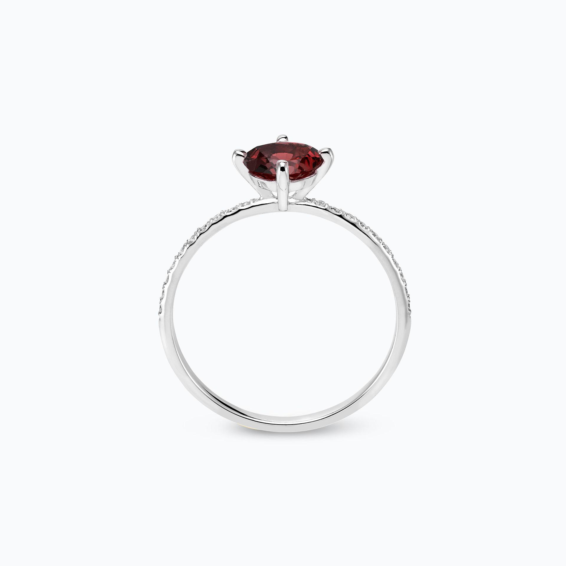 Solitaire Pavé Alva Grenat 6 mm