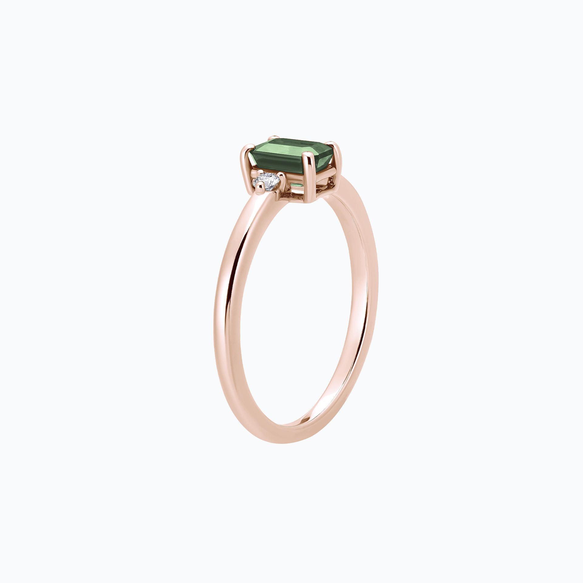 Solitaire Inès Saphir Vert 6 x 4 mm