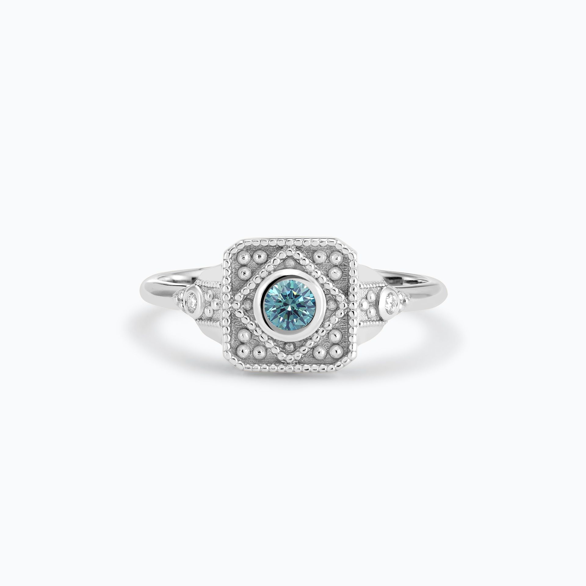 Solitaire Joséphine Diamant de Synthèse Bleu