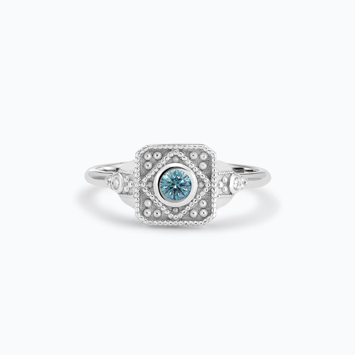 Solitaire Joséphine Diamant de Synthèse Bleu