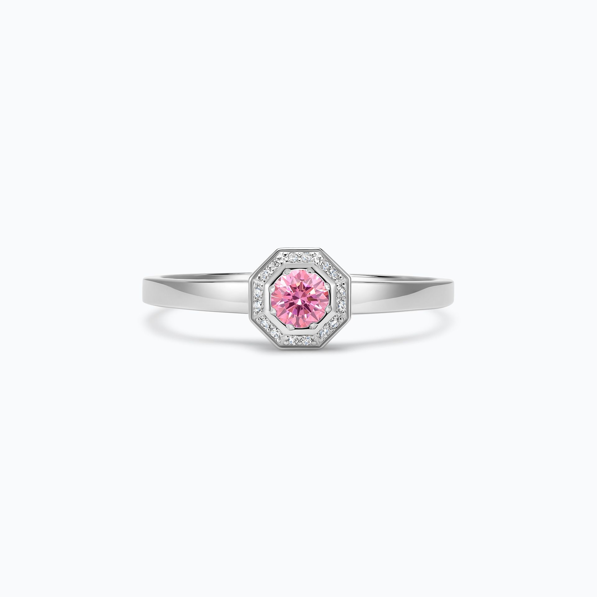 Solitaire Octogone Diamant de Synthèse Rose