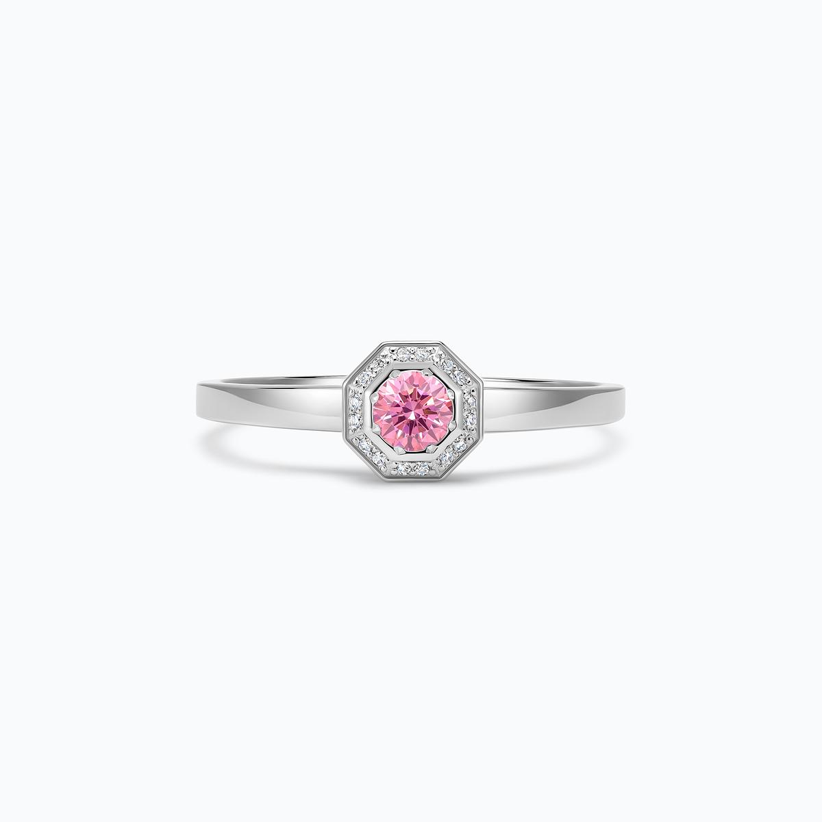 Solitaire Octogone Diamant de Synthèse Rose