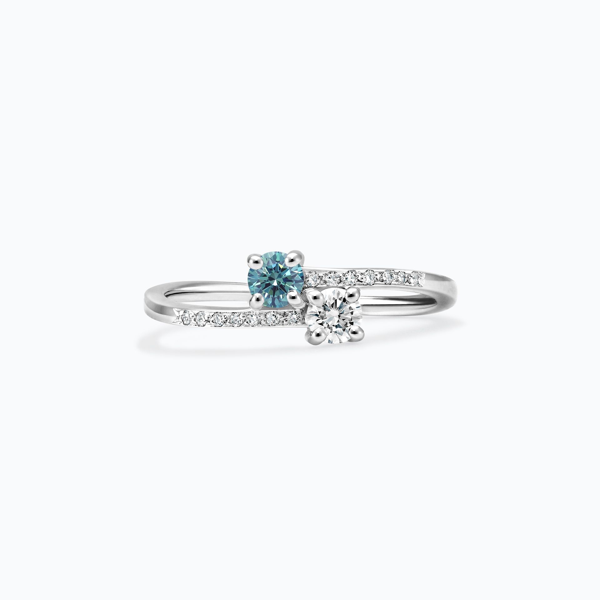 Solitaire Michelle et Barack Diamant de Synthèse Bleu