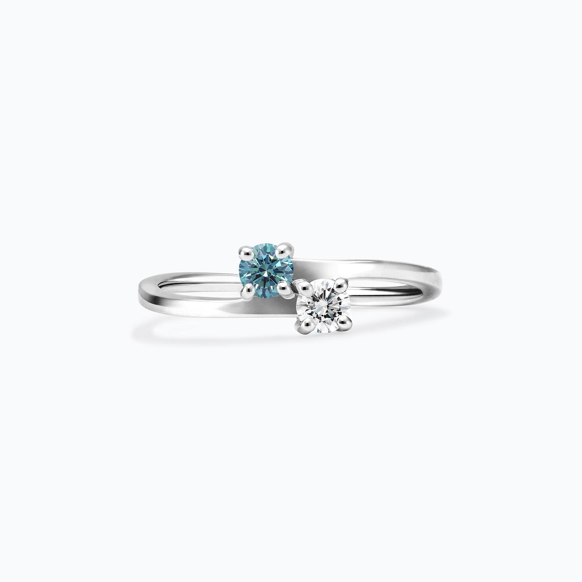 Solitaire Yoko et John Diamant de Synthèse Bleu
