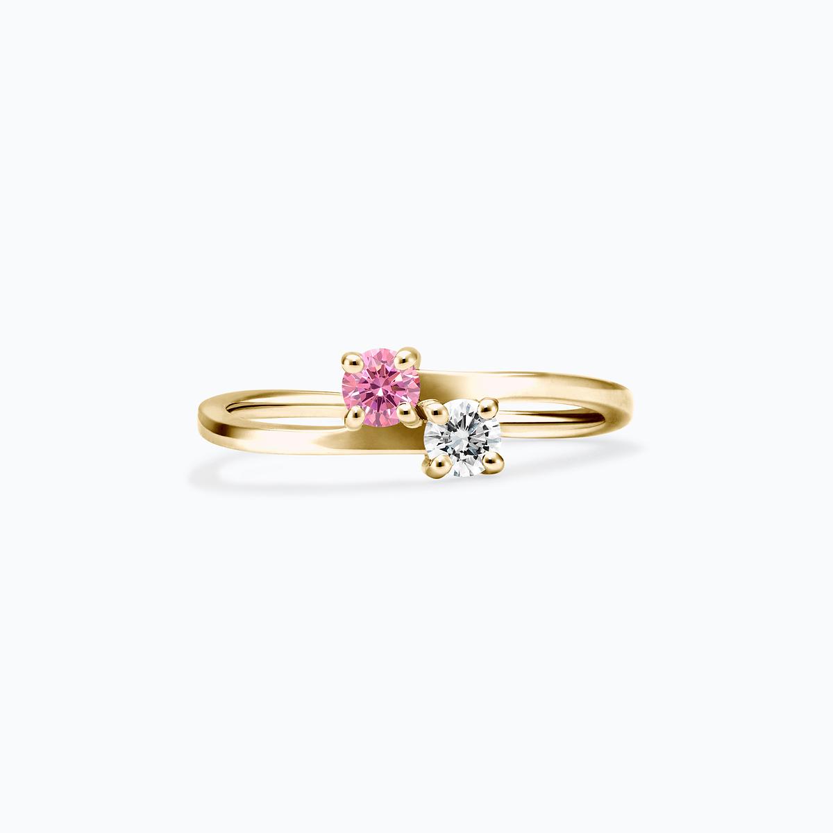 Solitaire Yoko et John Diamant de Synthèse Rose