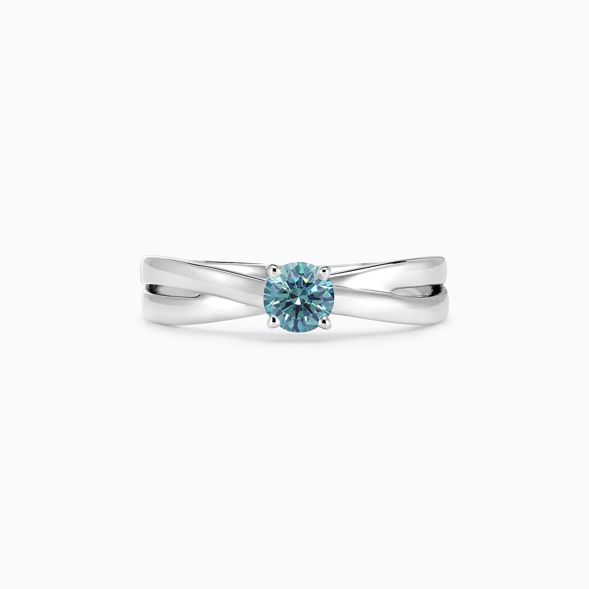 Solitaire Kokoro Diamant de Synthèse Bleu