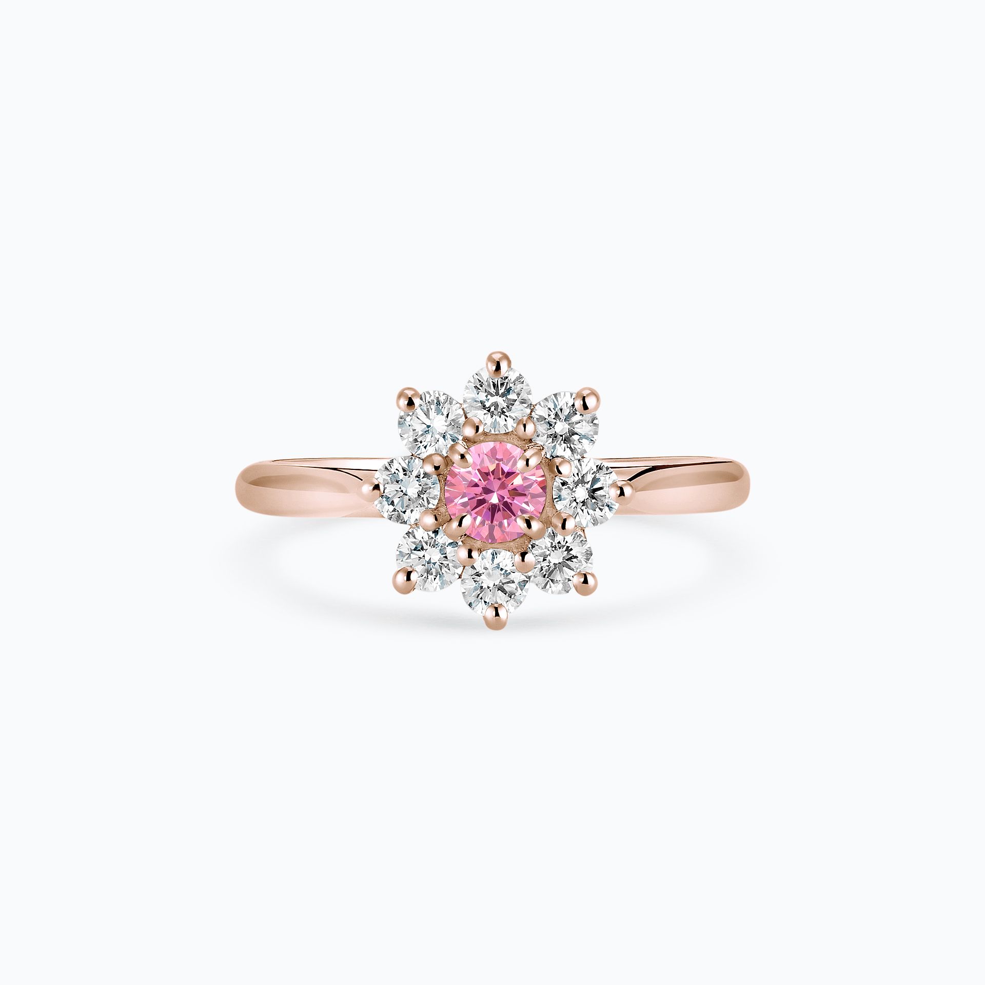 Solitaire Marguerite Étoilée Diamant de Synthèse Rose 0.15 carat