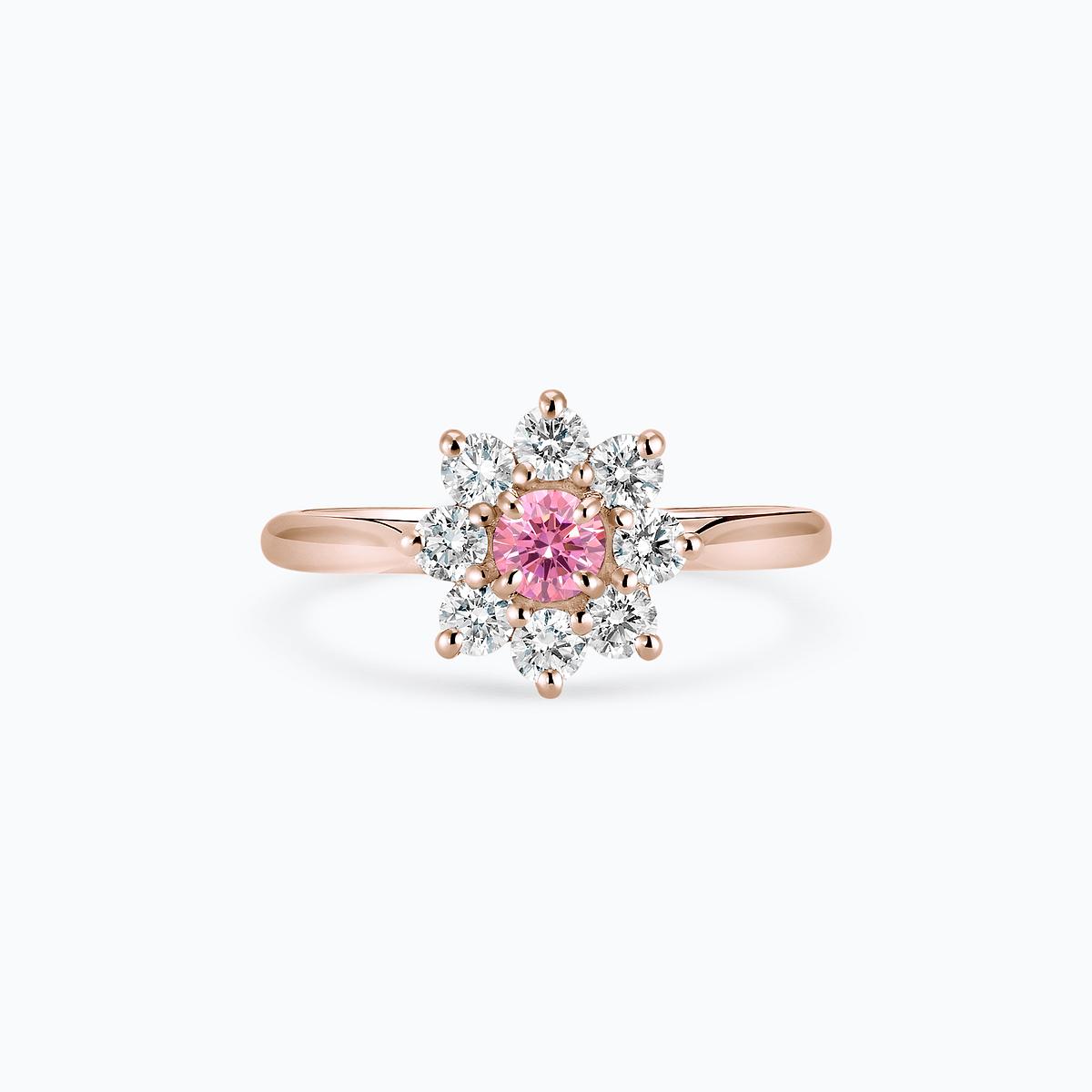 Solitaire Marguerite Étoilée Diamant de Synthèse Rose 0.15 carat