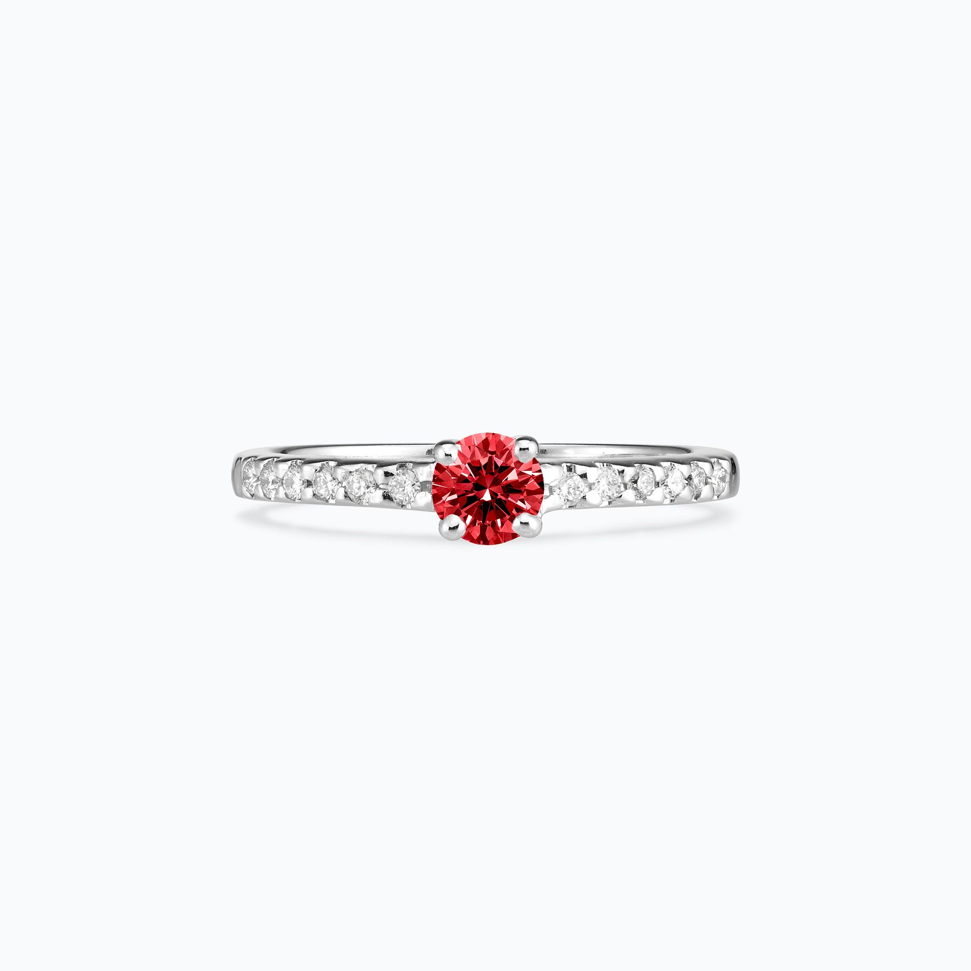 Solitaire Pavé Eden Diamant de Synthèse Rouge