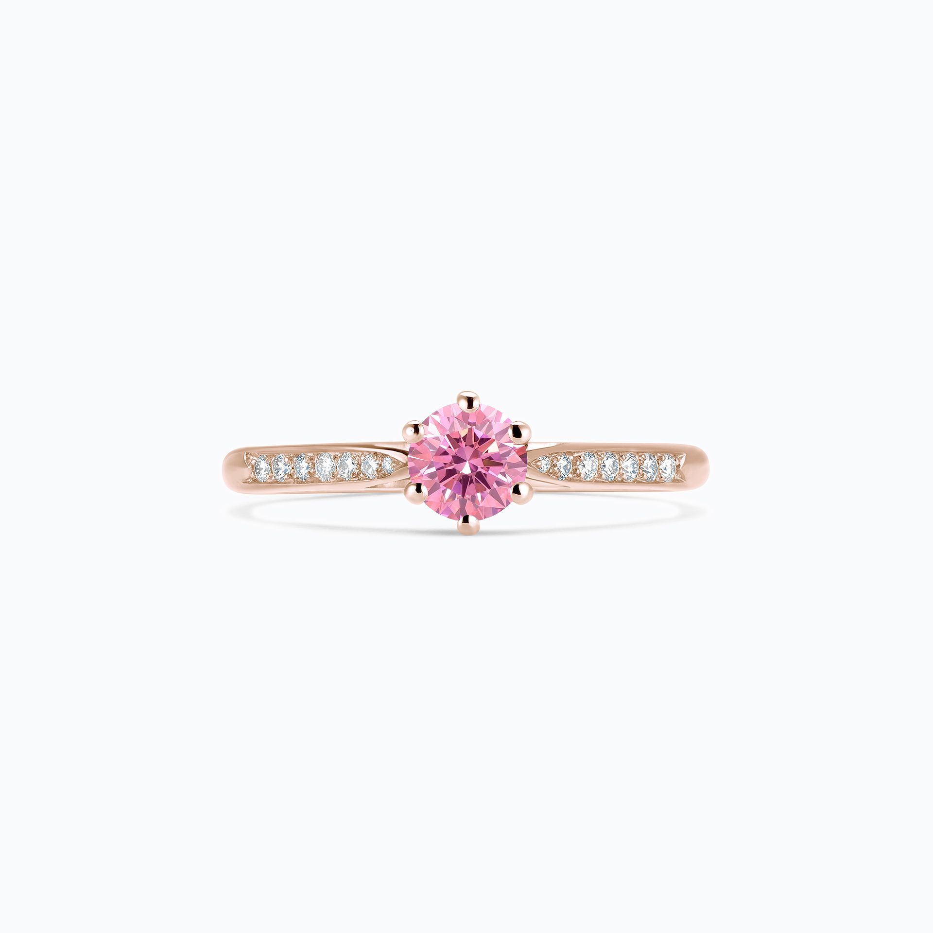 Solitaire Pavé Félicia Diamant de Synthèse Rose