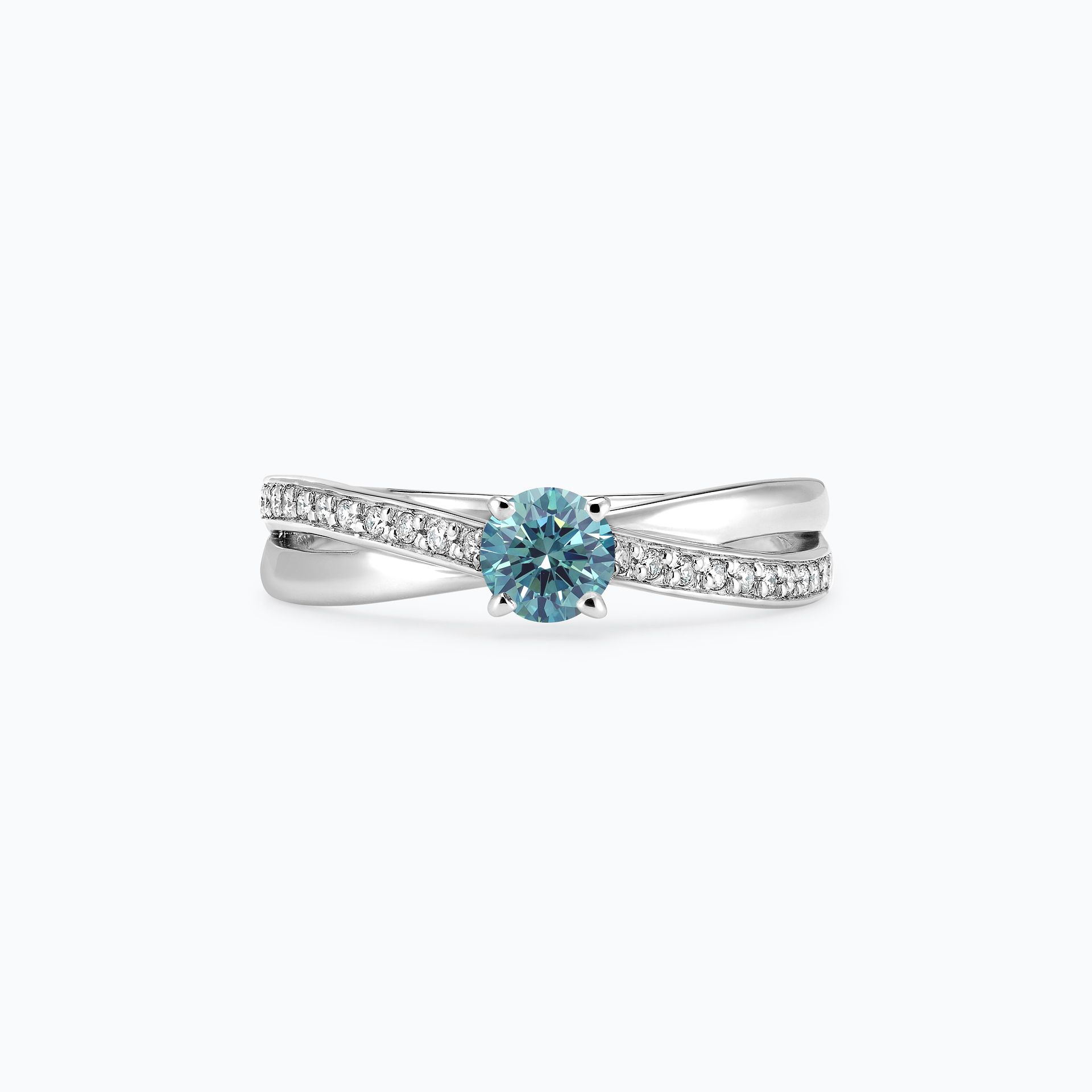 Solitaire Pavé Kokoro Diamant de Synthèse Bleu