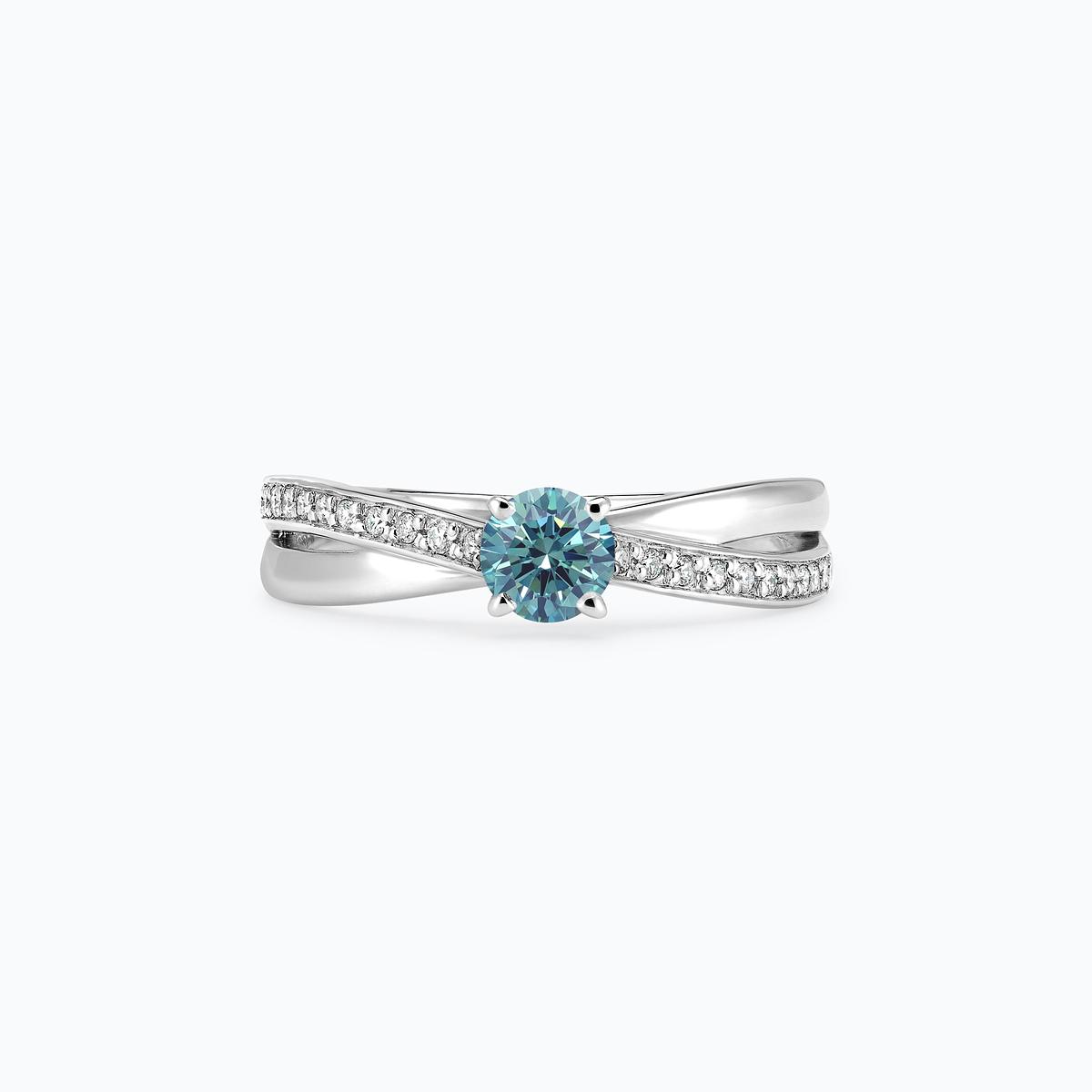 Solitaire Pavé Kokoro Diamant de Synthèse Bleu