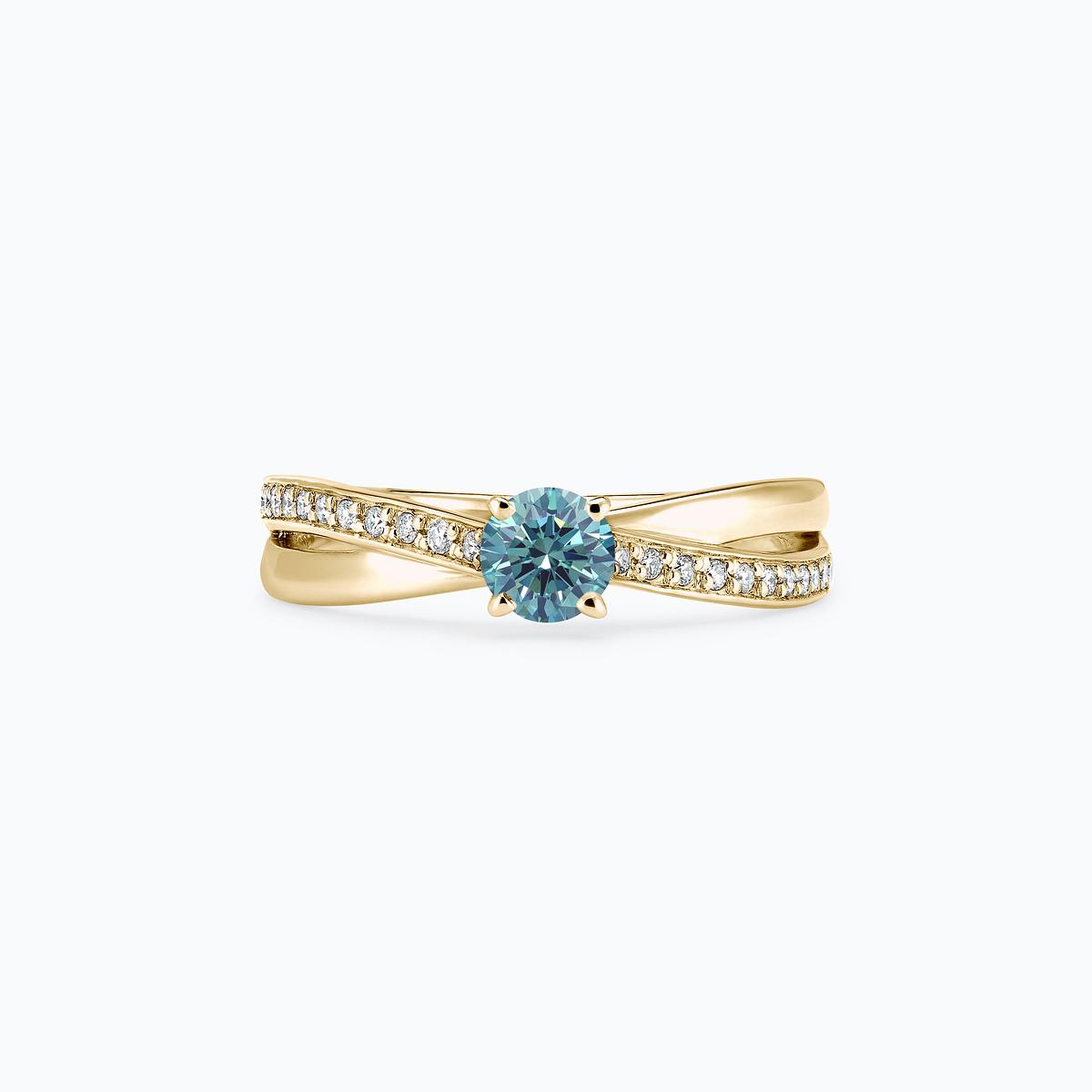 Solitaire Pavé Kokoro Diamant de Synthèse Bleu