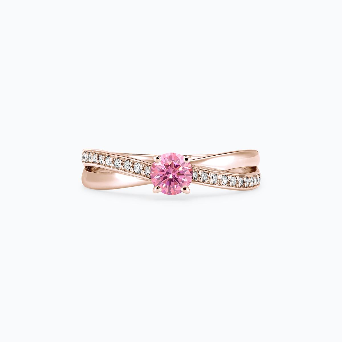 Solitaire Pavé Kokoro Diamant de Synthèse Rose