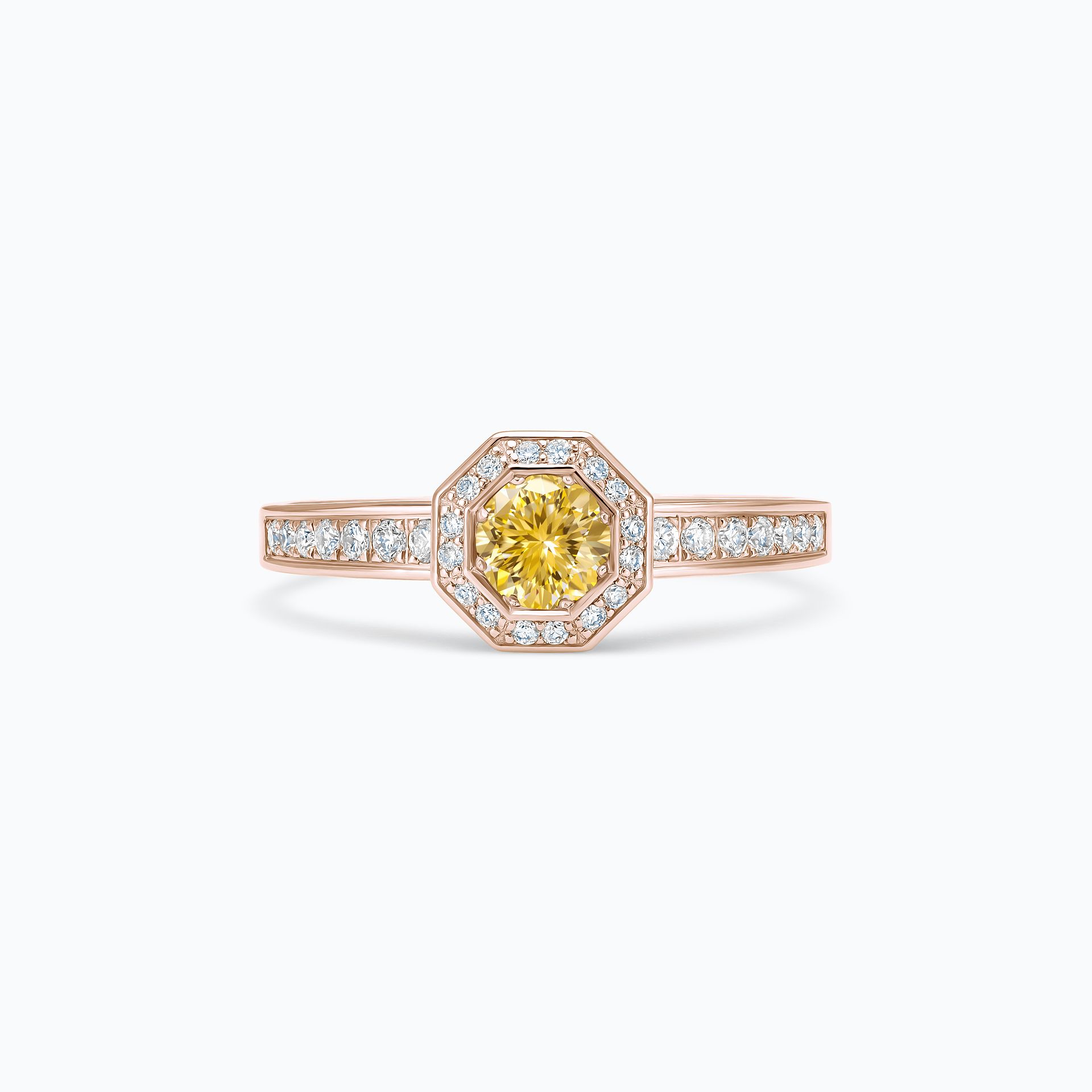 Solitaire Pavé Octogone Éclat Diamant de Synthèse Jaune