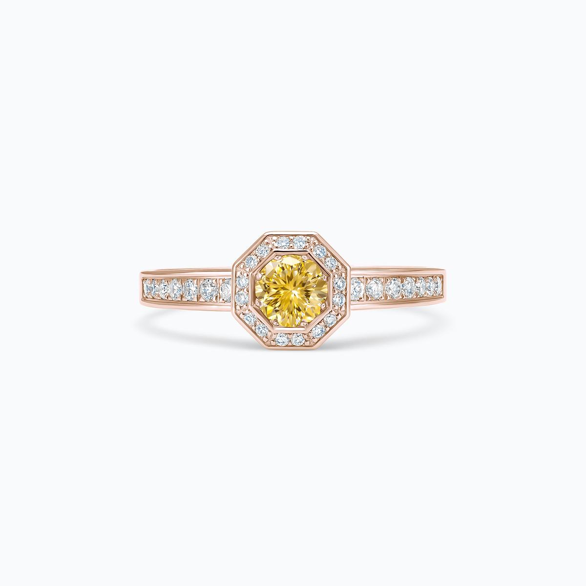 Solitaire Pavé Octogone Éclat Diamant de Synthèse Jaune